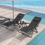 Voir la diapositive 6 : OUTSUNNY Lot de 2 chaises longues pliables inclinables zéro gravité avec table d'appoint métal textilène noir