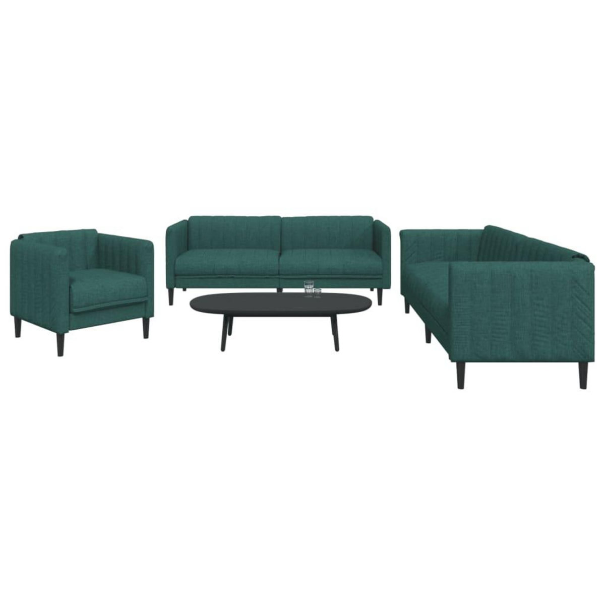 VIDAXL Ensemble de canapes 3 pcs vert fonce tissu