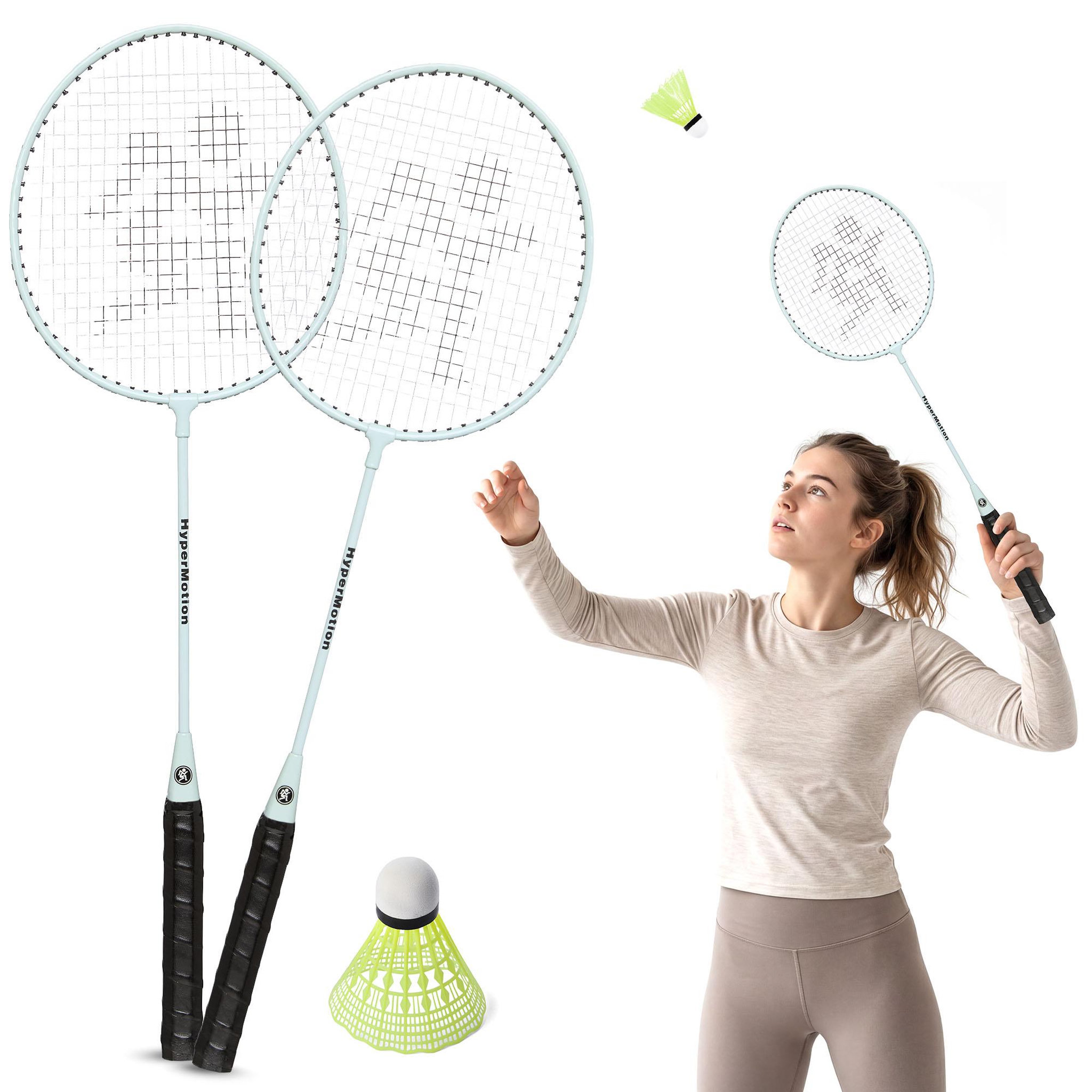HYPERMOTION Ensemble de Badminton HyperMotion 2 Raquettes Acier Légères et Volant