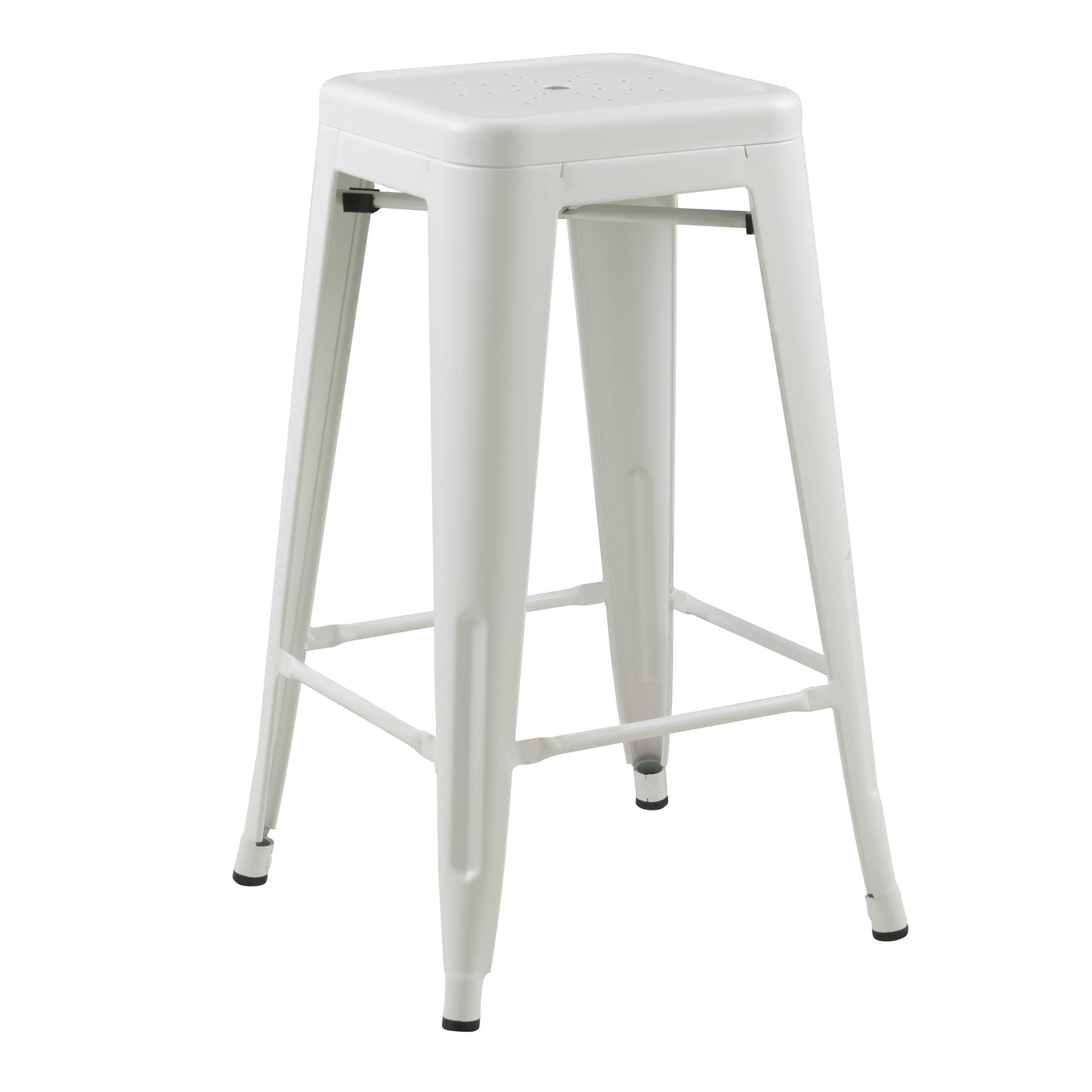 Voir la diapositive 3 : MAISON PAVANE Lot de 2 tabourets pour îlot central 66 cm en métal blanc mat-indus