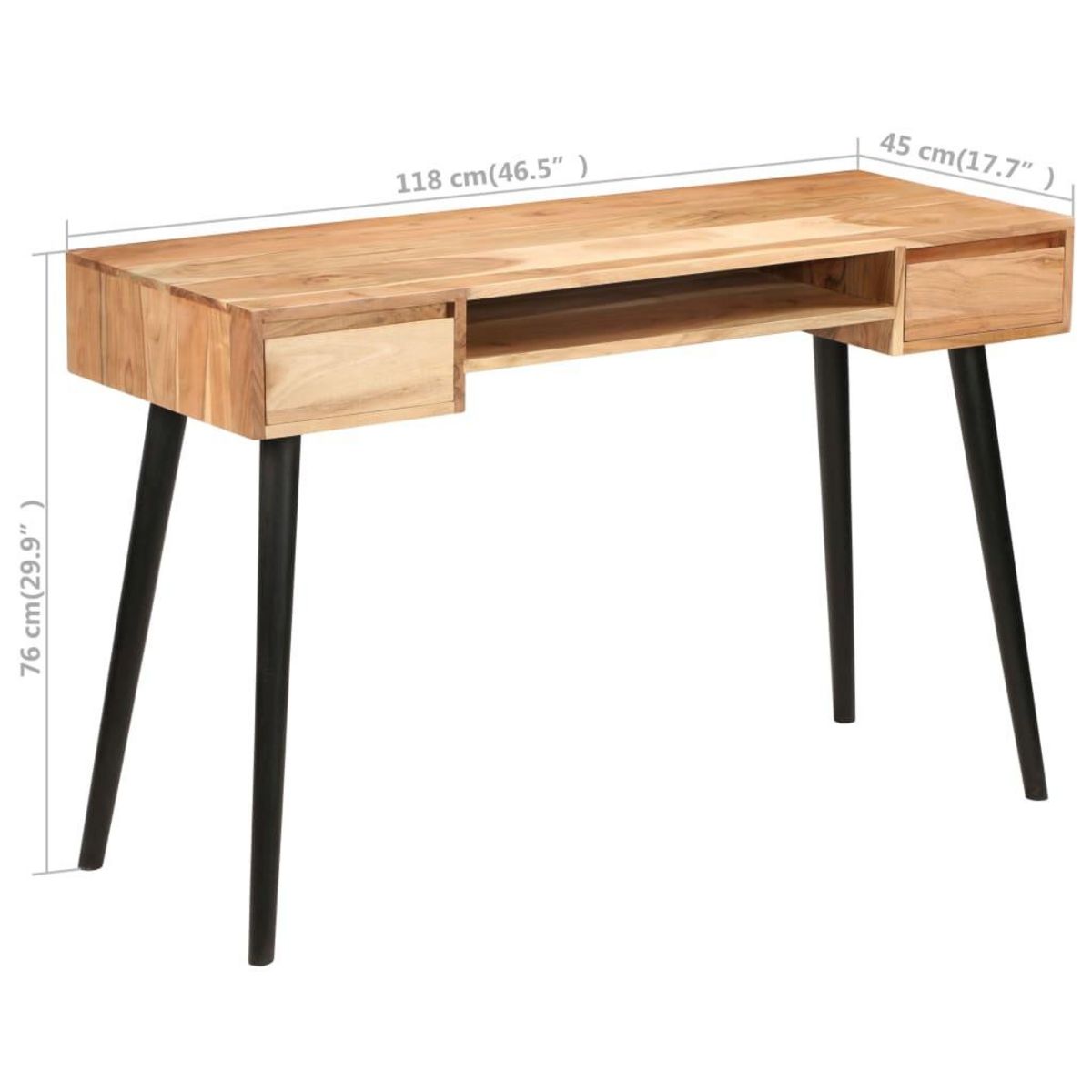 VIDAXL Table a ecrire Bois d'acacia massif 118 x 45 x 76 cm