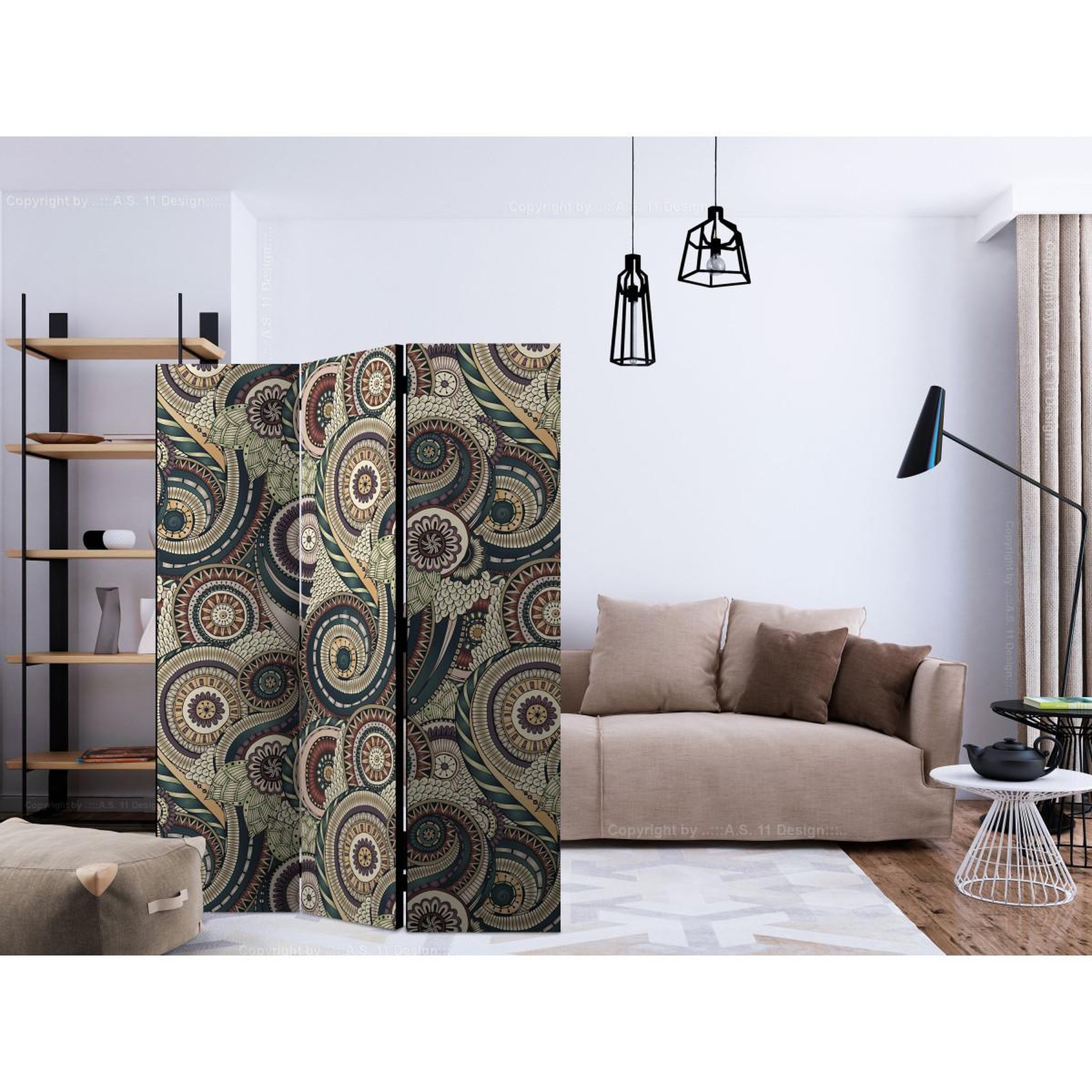 Voir la diapositive 2 : Paris Prix Paravent 3 volets  posh ornament  135x172cm
