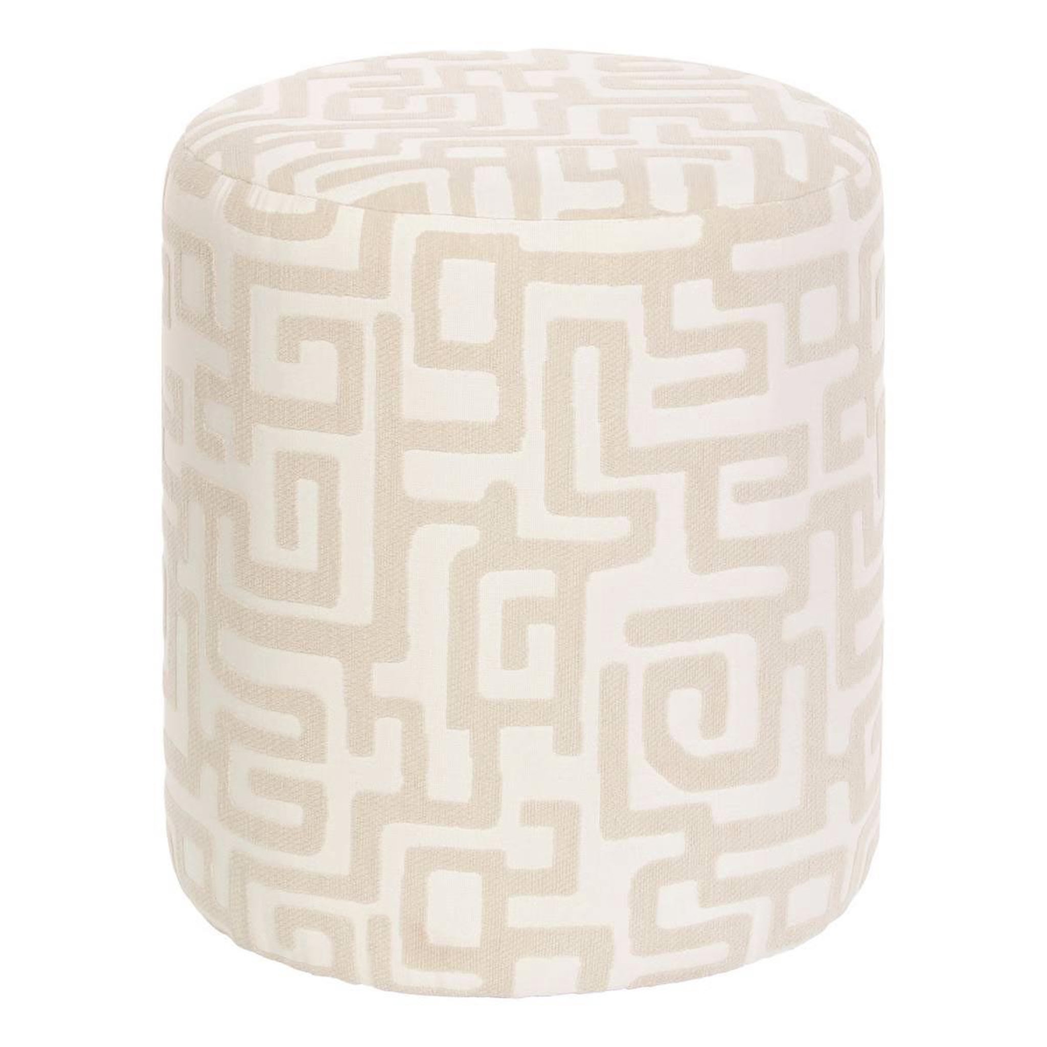 ATMOSPHERA Pouf rond moderniste  delor  40cm blanc