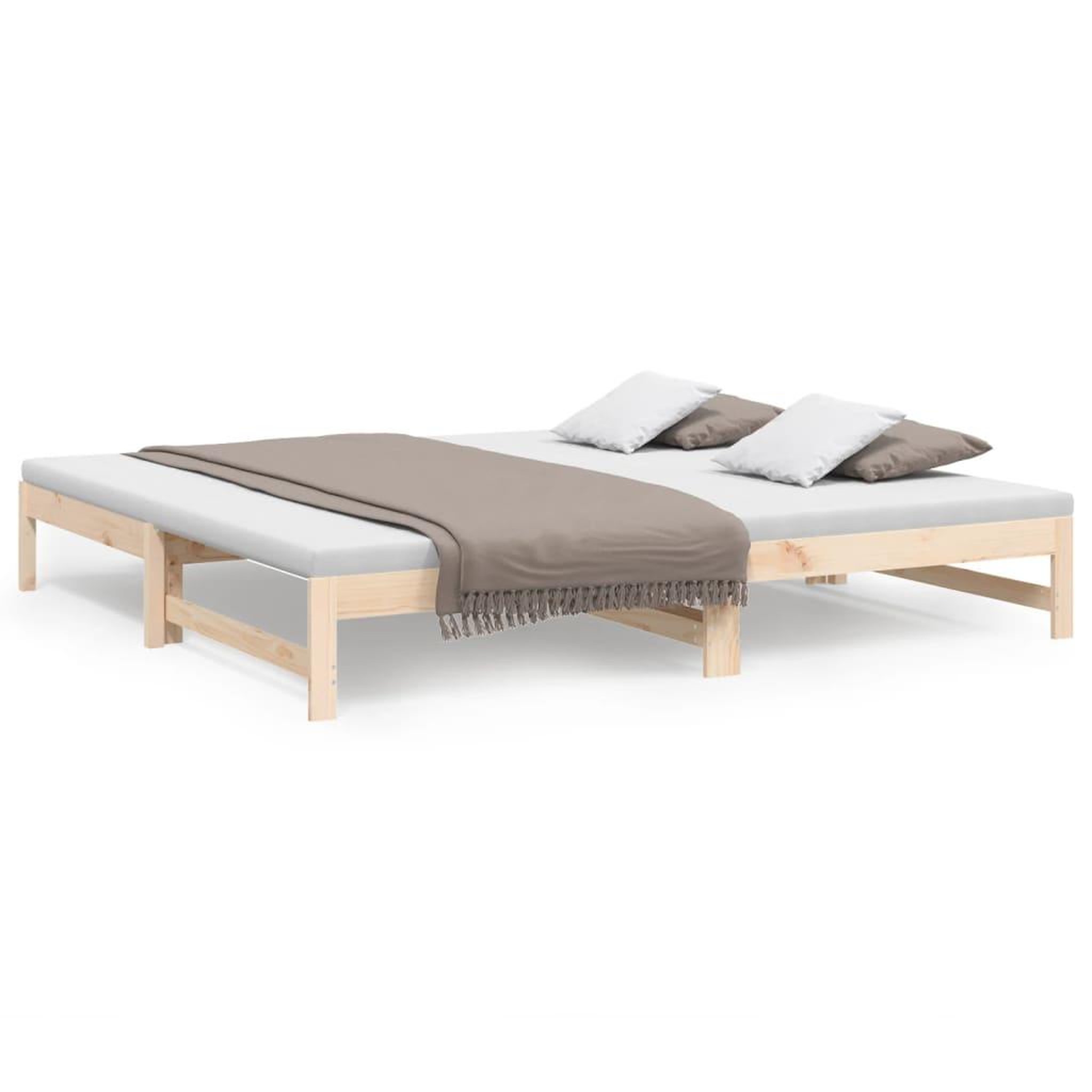 Voir la diapositive 2 : VIDAXL Lit coulissant sans matelas 2x(80x200) cm Bois de pin massif