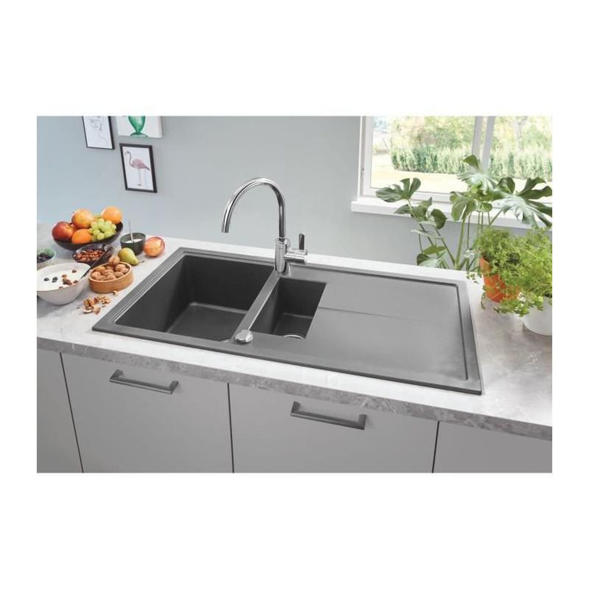 Voir la diapositive 2 : Grohe Evier composite - avec egouttoir - GROHE - K400