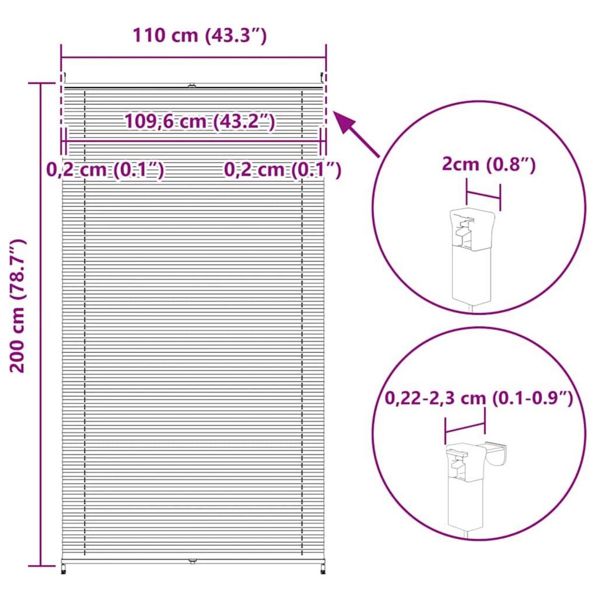 VIDAXL Store plisse 110x200 cm Blanc