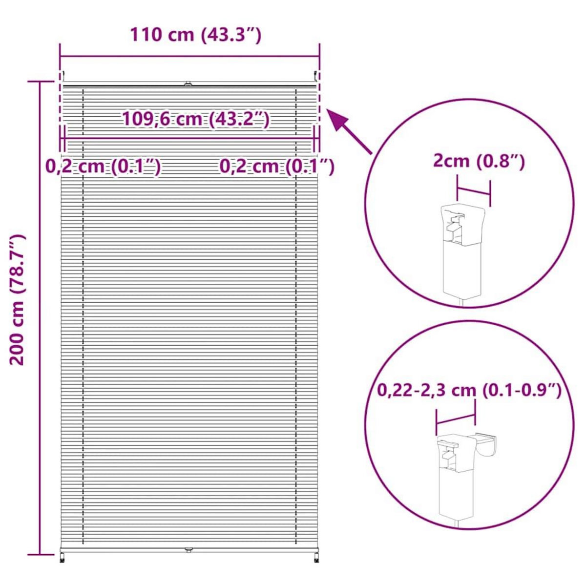 VIDAXL Store plisse 110x200 cm Blanc