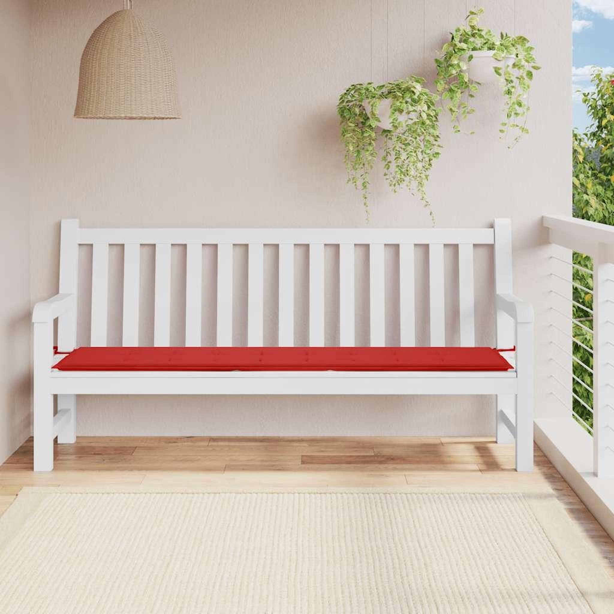 VIDAXL Coussin de banc de jardin rouge 200x50x3 cm tissu oxford