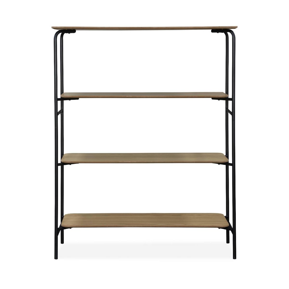 SWEEEK Bibliothèque en décor bois avec structure et pieds en métal noir 4 étagères