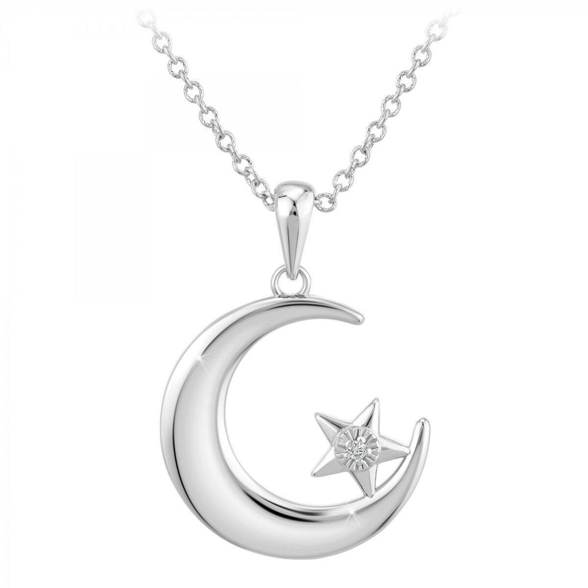 SC CRYSTAL Collier Lune par SC Crystal orné d'un véritable diamant blanc