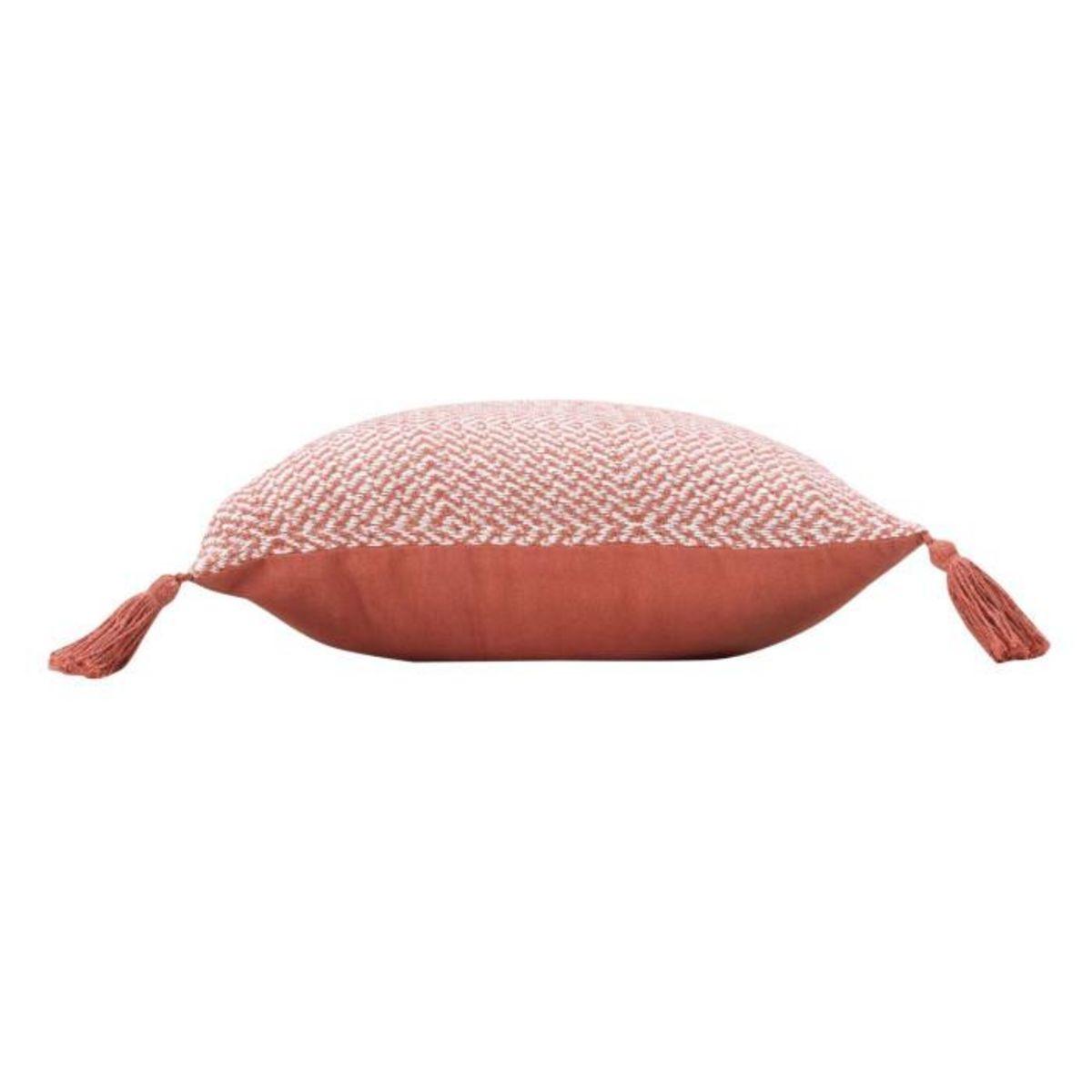 Paris Prix Coussin Tissé Pompons  Louisette  40x40cm Terracotta