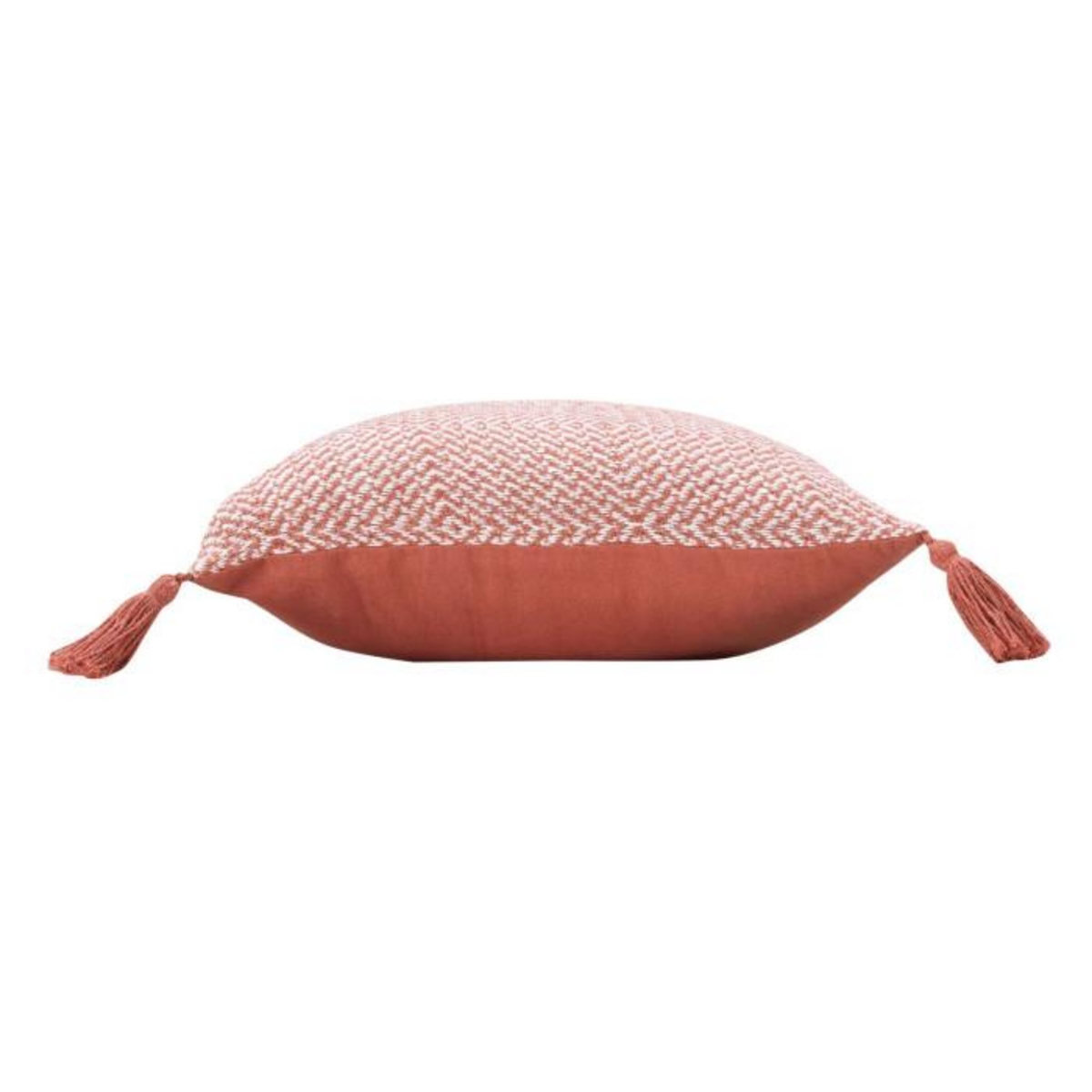 Paris Prix Coussin Tissé Pompons  Louisette  40x40cm Terracotta