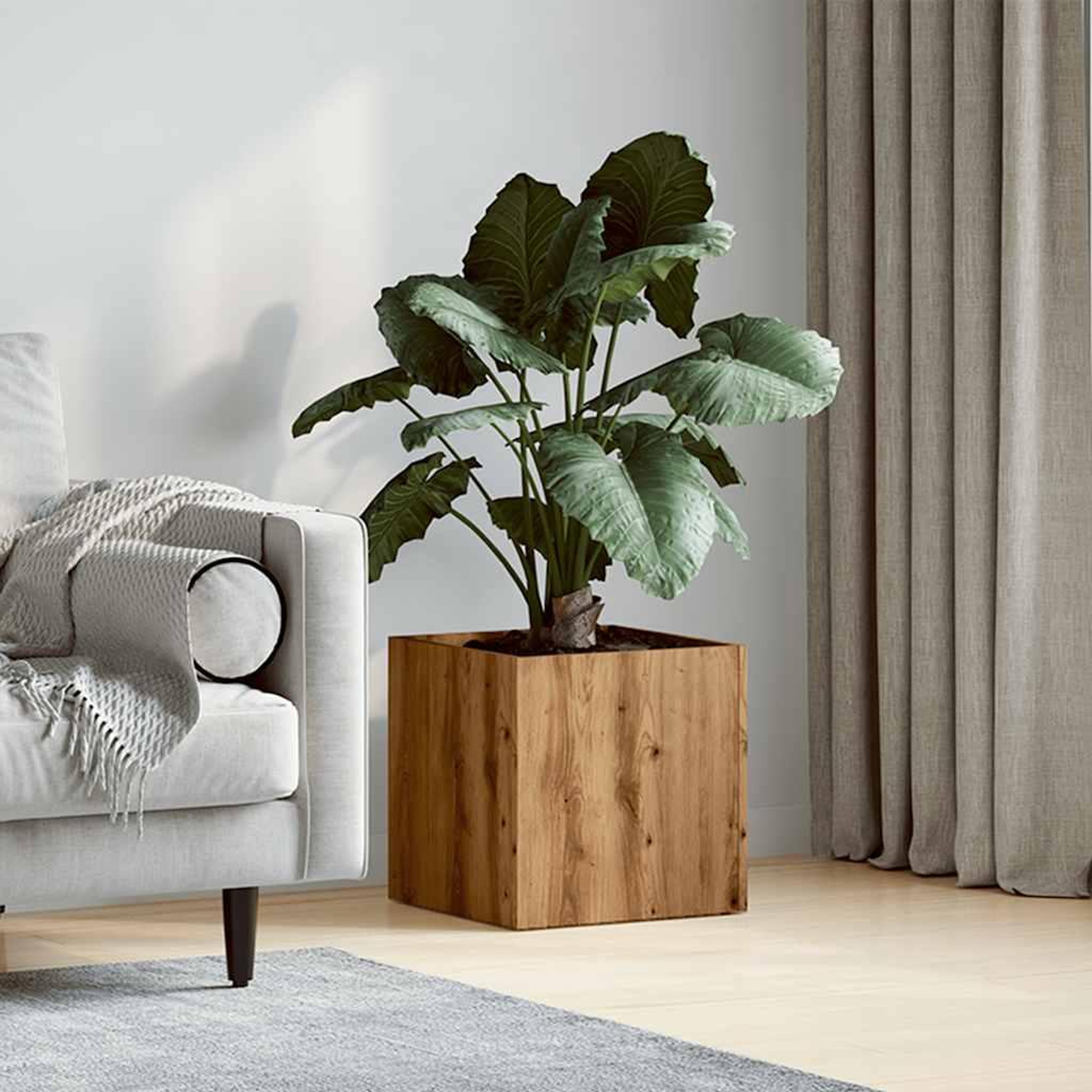 Voir la diapositive 3 : VIDAXL Jardiniere chene artisanal 40x40x40 cm bois d'ingenierie