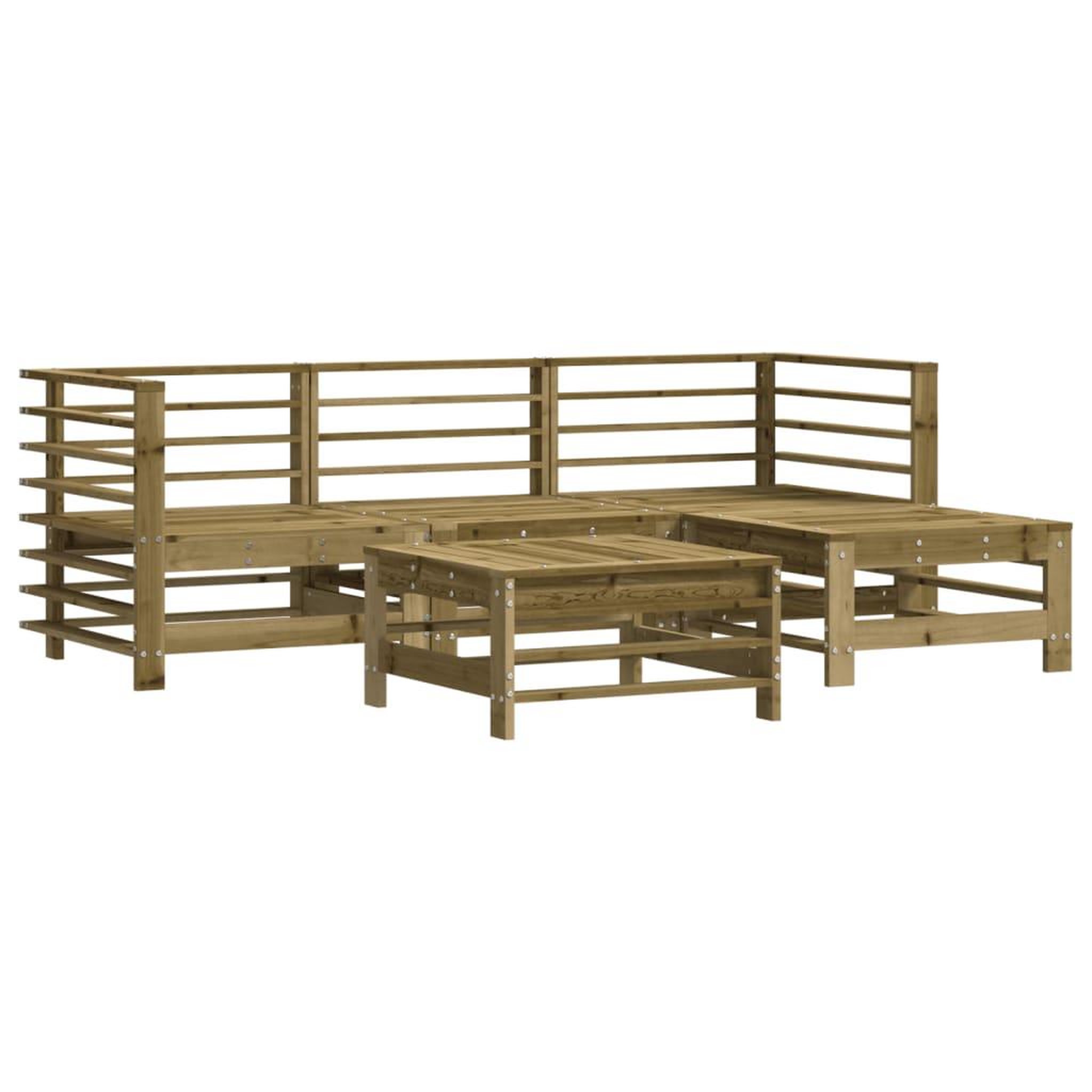 Voir la diapositive 3 : VIDAXL Salon de jardin 5 pcs avec coussins bois de pin impregne