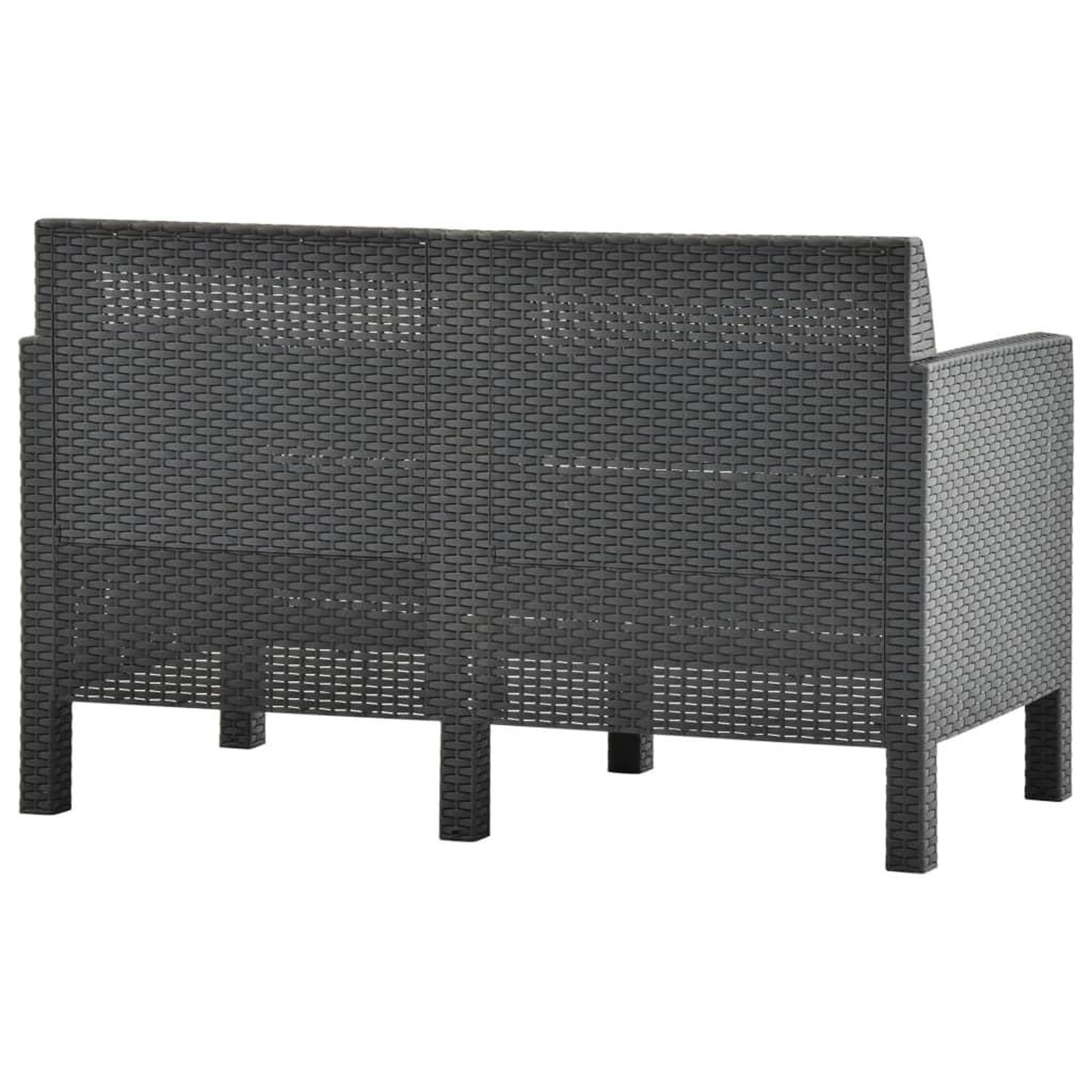 Voir la diapositive 4 : VIDAXL Canape a 2 places de jardin avec coussins Anthracite PP Rotin