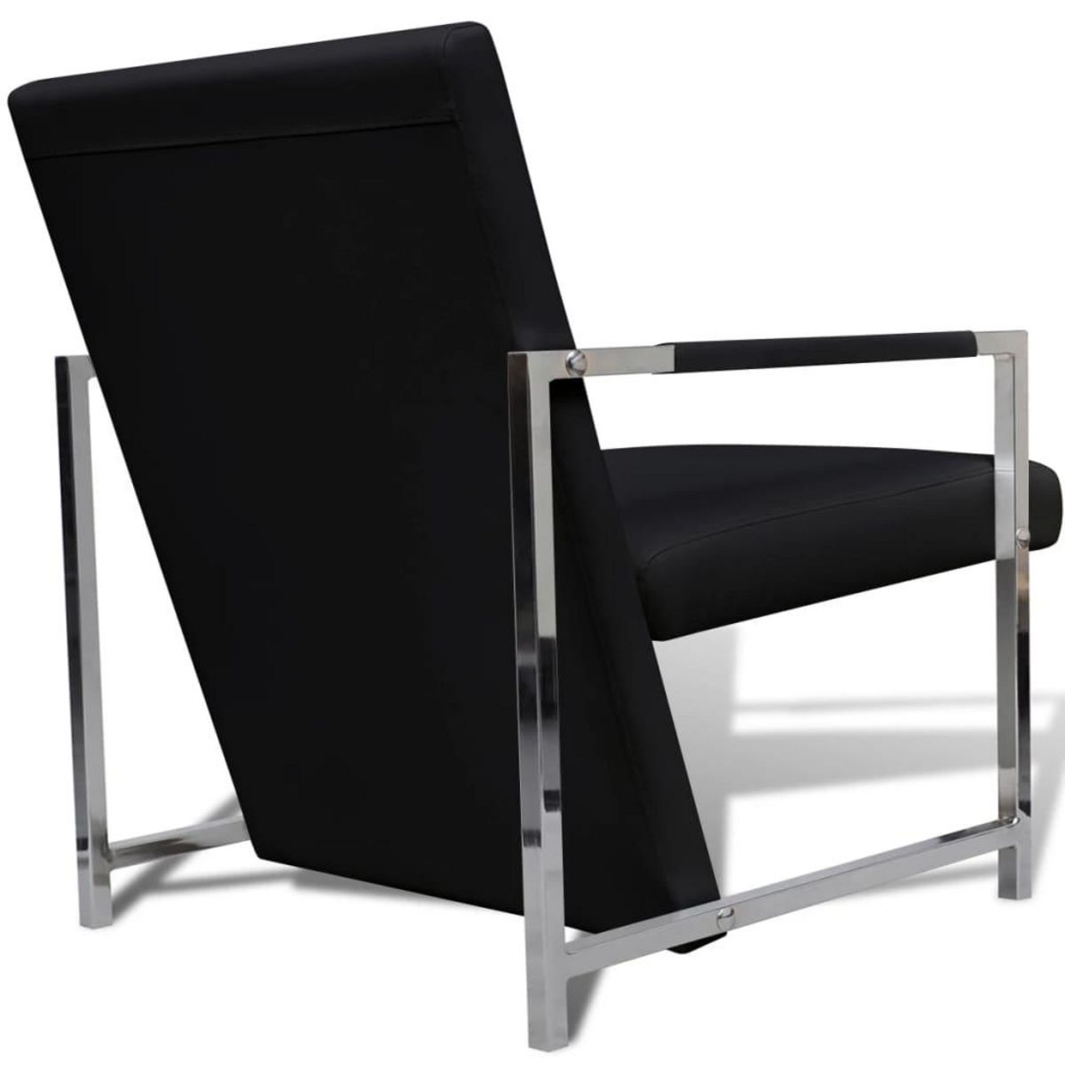 VIDAXL Fauteuil avec pieds chromes Noir Similicuir