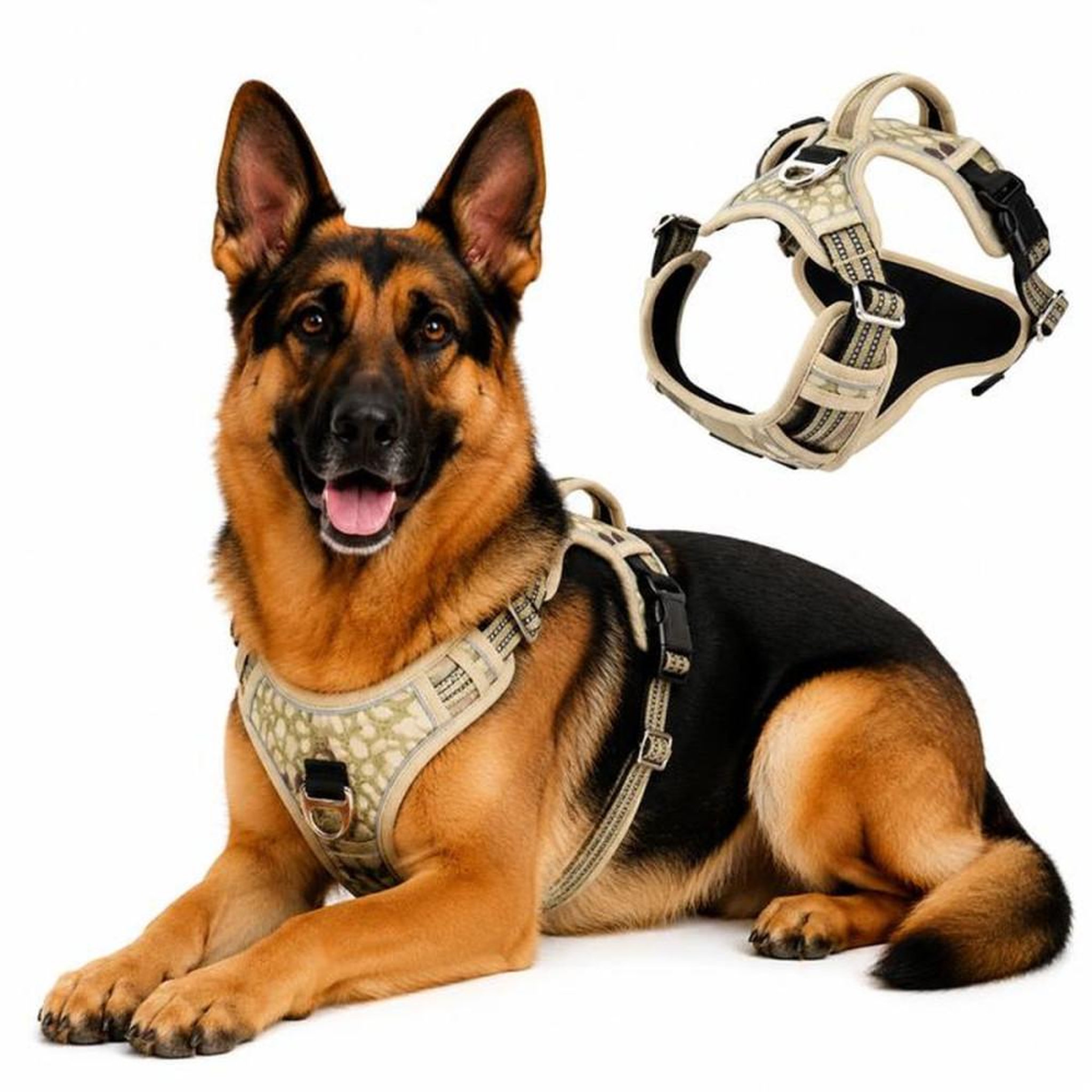 Harnais anti-traction pour chien XL JUPVIERGE avec sangles réfléchissantes, poignée de contrôle et ajustement au cou et à la poitrine, polyester léger