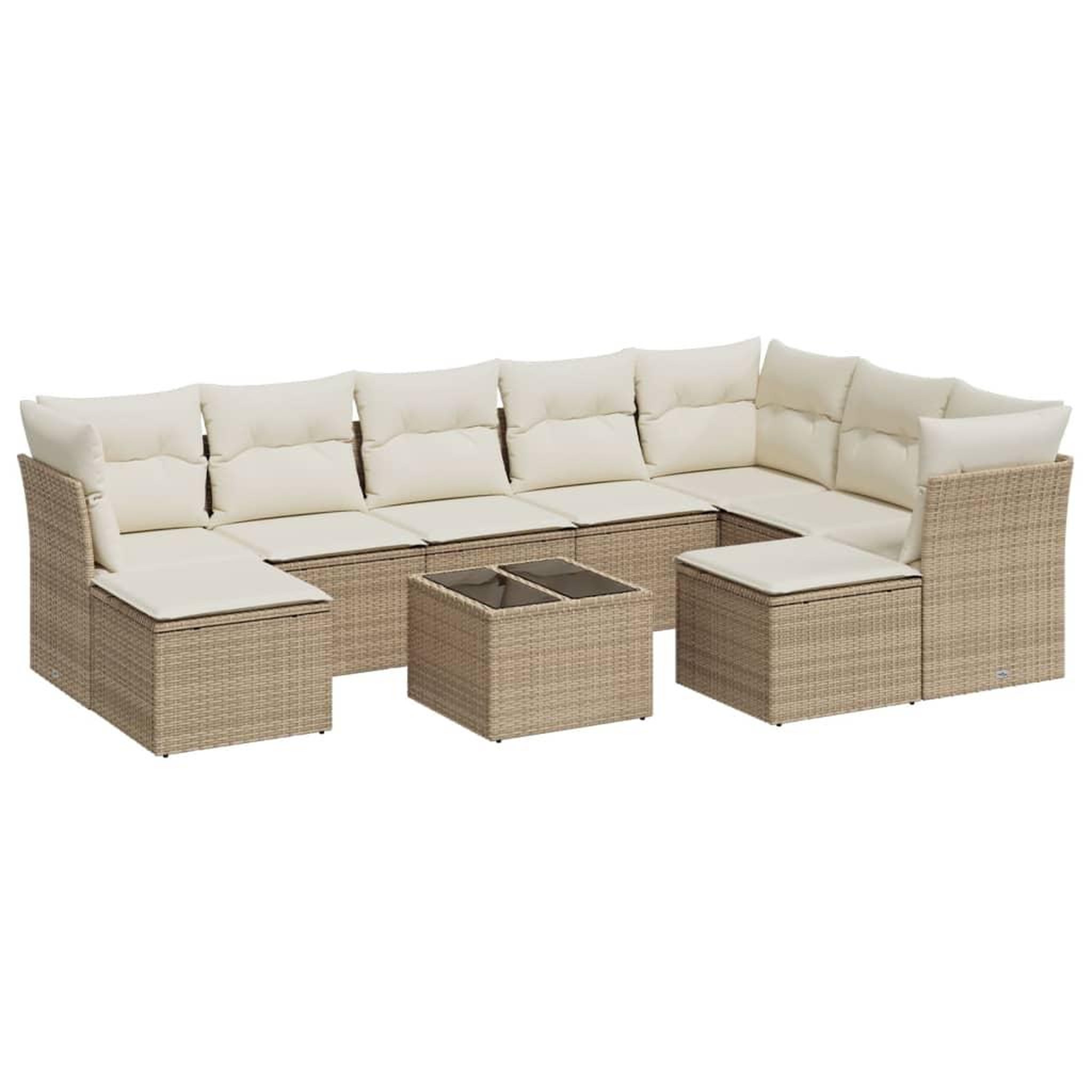 Voir la diapositive 2 : VIDAXL Salon de jardin avec coussins 10 pcs beige resine tressee