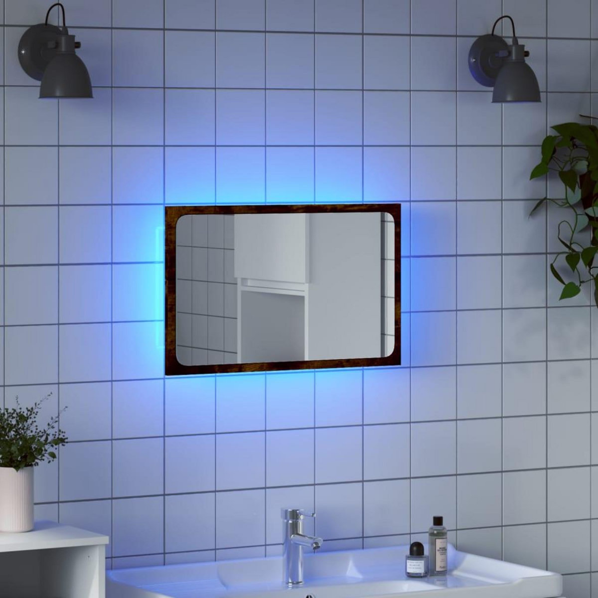 VIDAXL Miroir de salle de bain a LED chene sonoma bois d'ingenierie