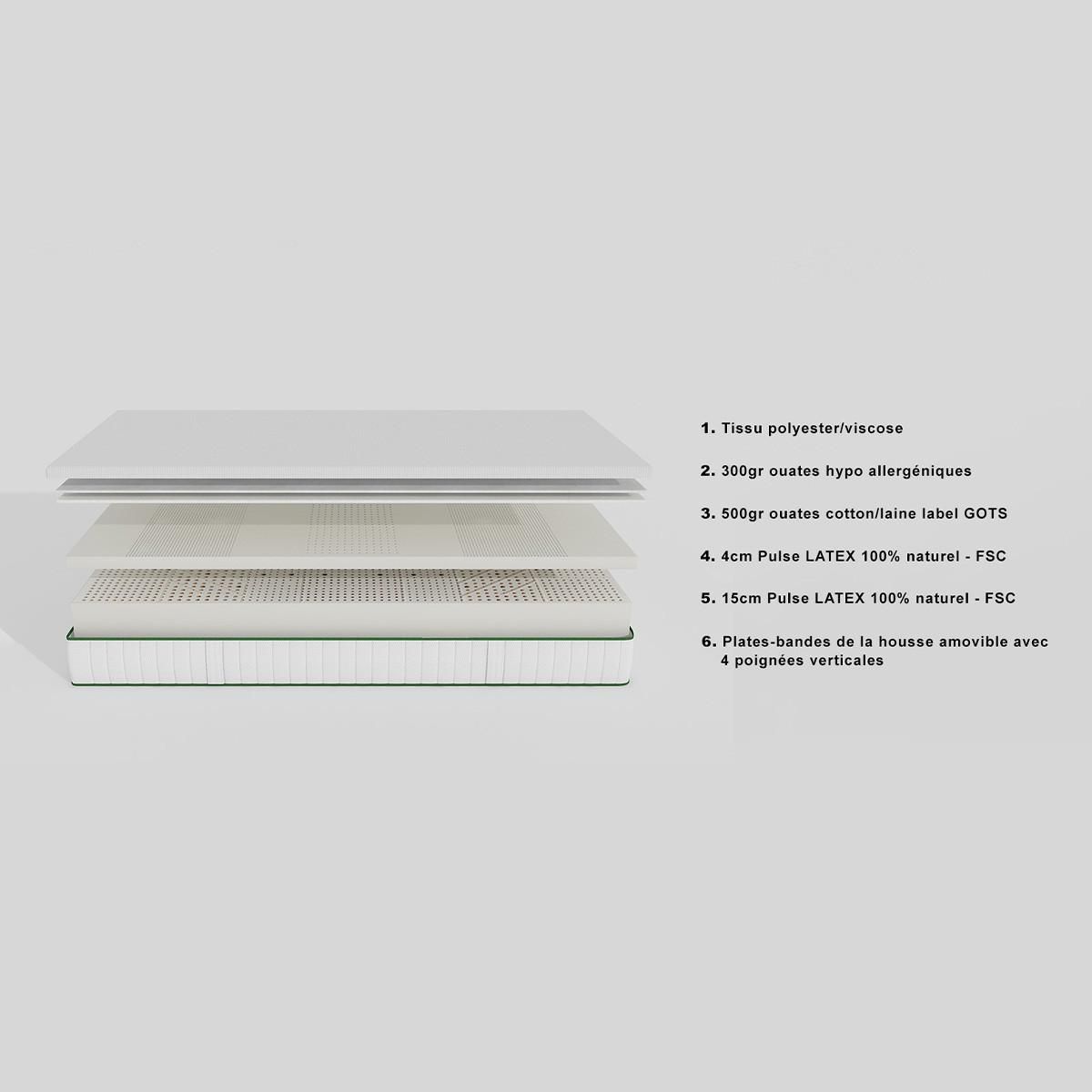 HBEDDING Matelas 140x190 cm Latex naturel - Latex Luxury Hbedding