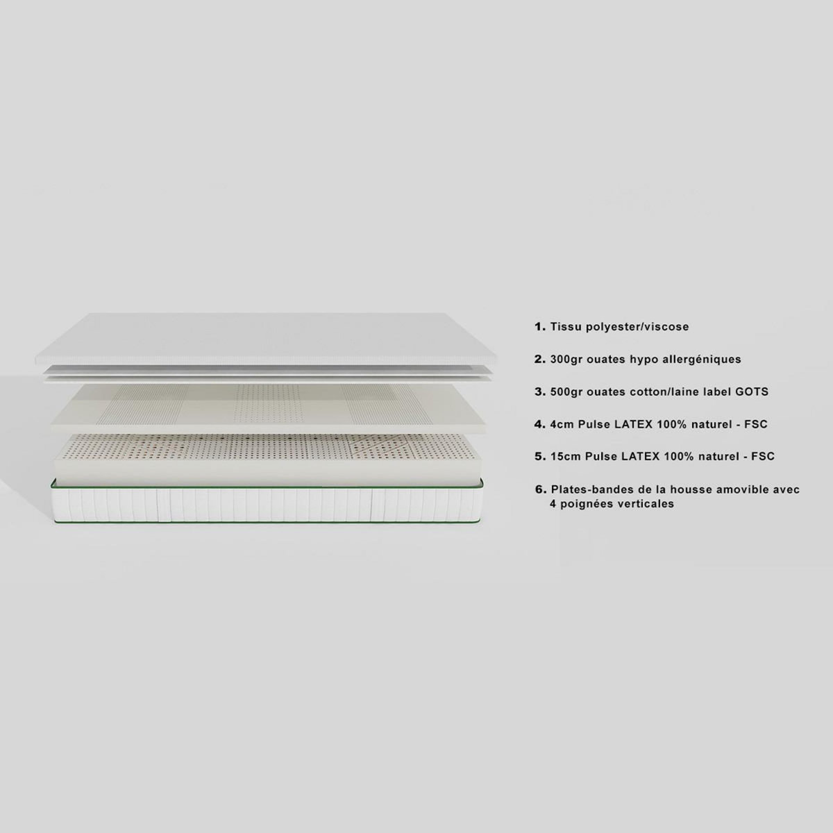 HBEDDING Matelas 140x190 cm Latex naturel - Latex Luxury Hbedding