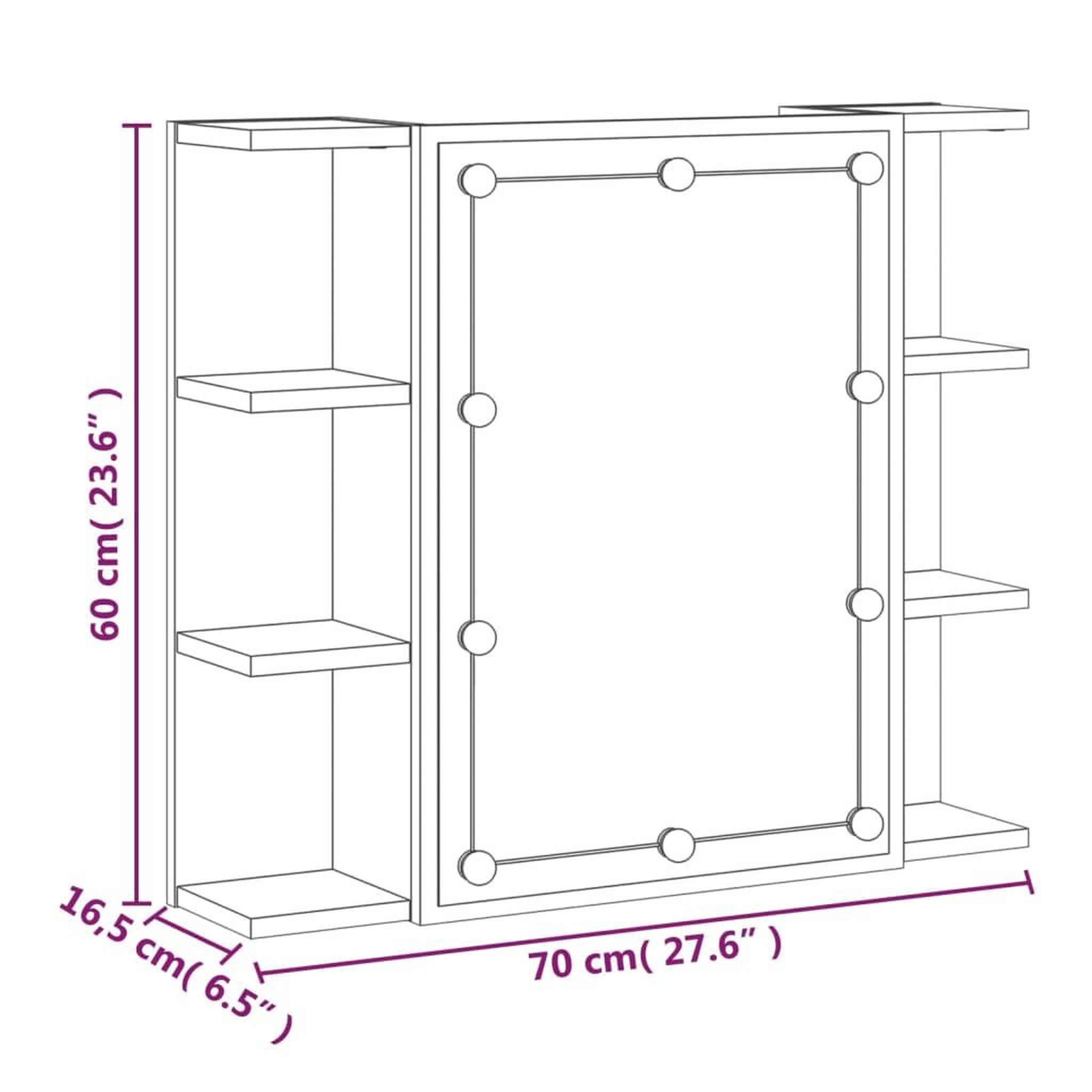 Voir la diapositive 6 : VIDAXL Armoire a miroir avec LED Chene fume 70x16,5x60 cm