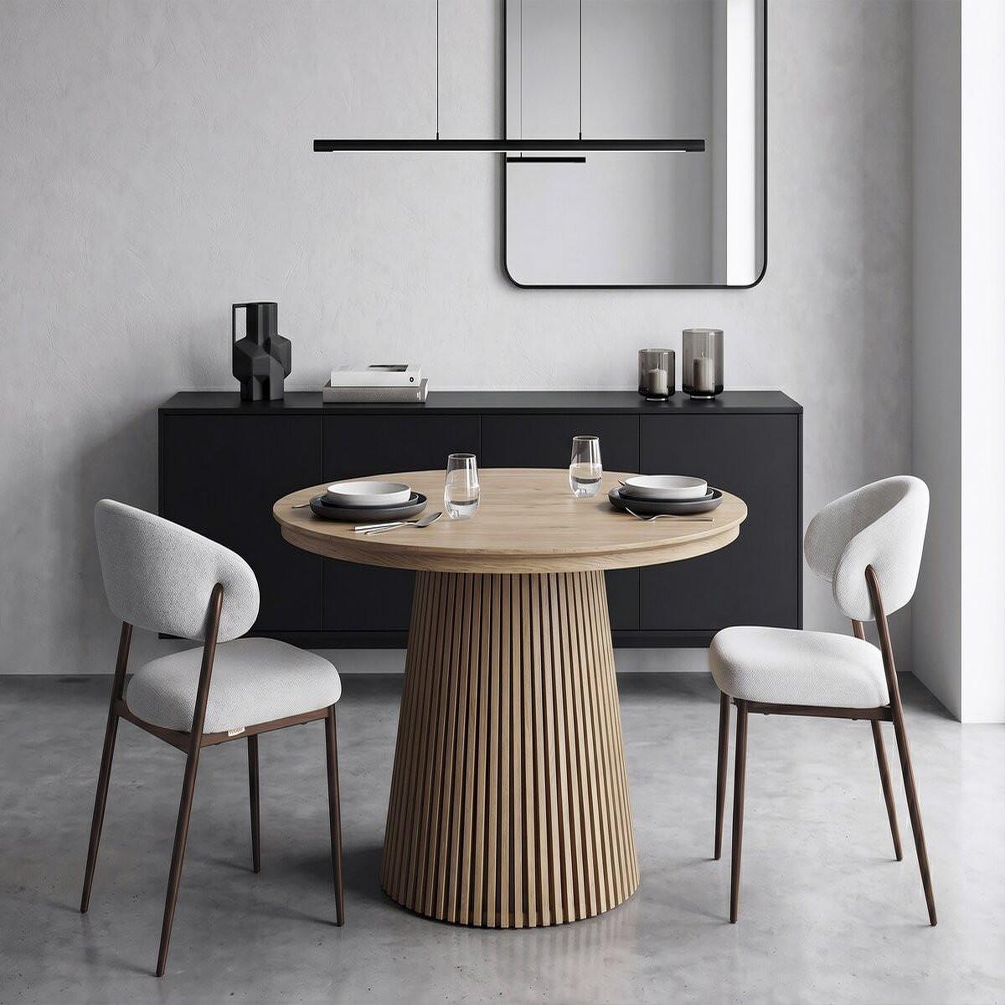 Voir la diapositive 2 : Habitat et Jardin Lot de 2 chaises de salle à manger en tissu et métal  edena  - gris clair