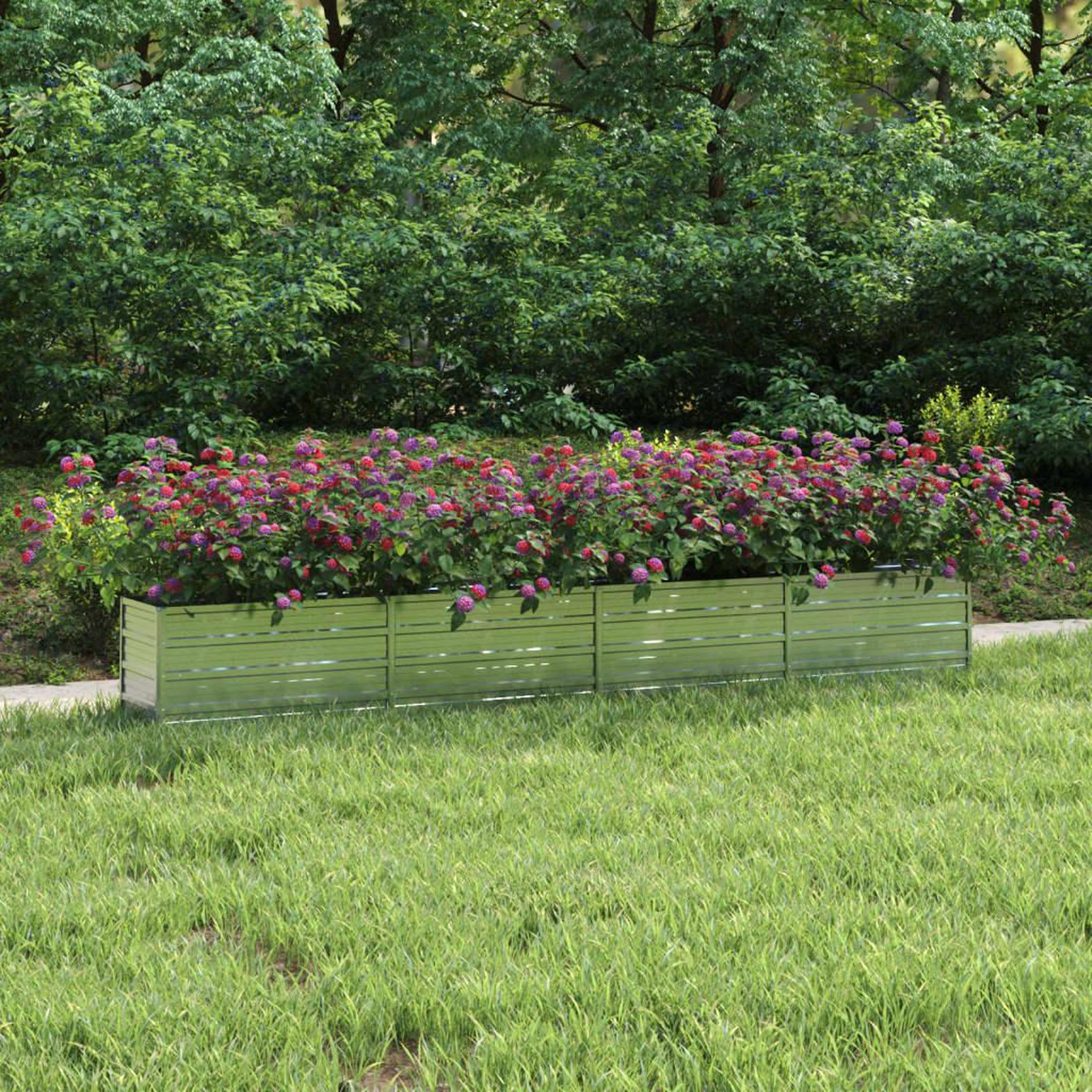 Voir la diapositive 1 : VIDAXL Lit sureleve de jardin 320x40x45 cm Acier galvanise Argente