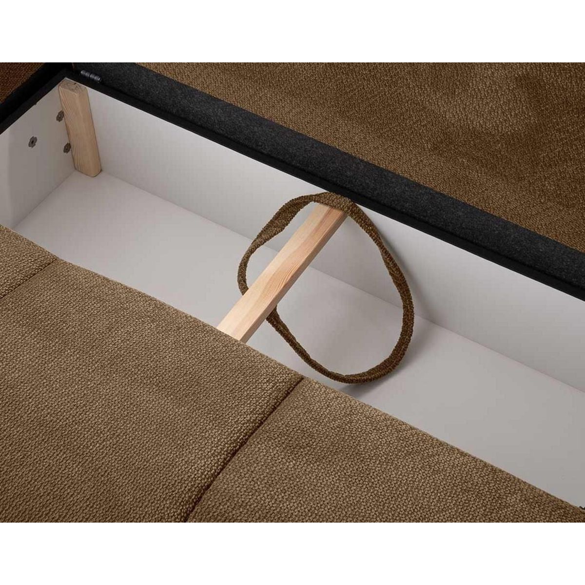 BEST MOBILIER Leonie - canapé d'angle droit 4 places convertible avec coffre en velours texturé