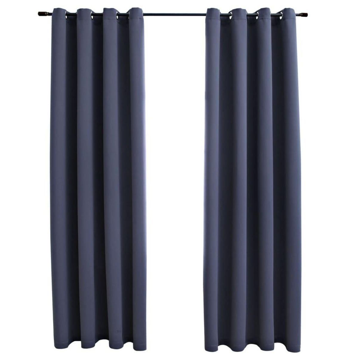 VIDAXL Rideaux occultants avec anneaux Metal 2pcs Anthracite 140x245cm