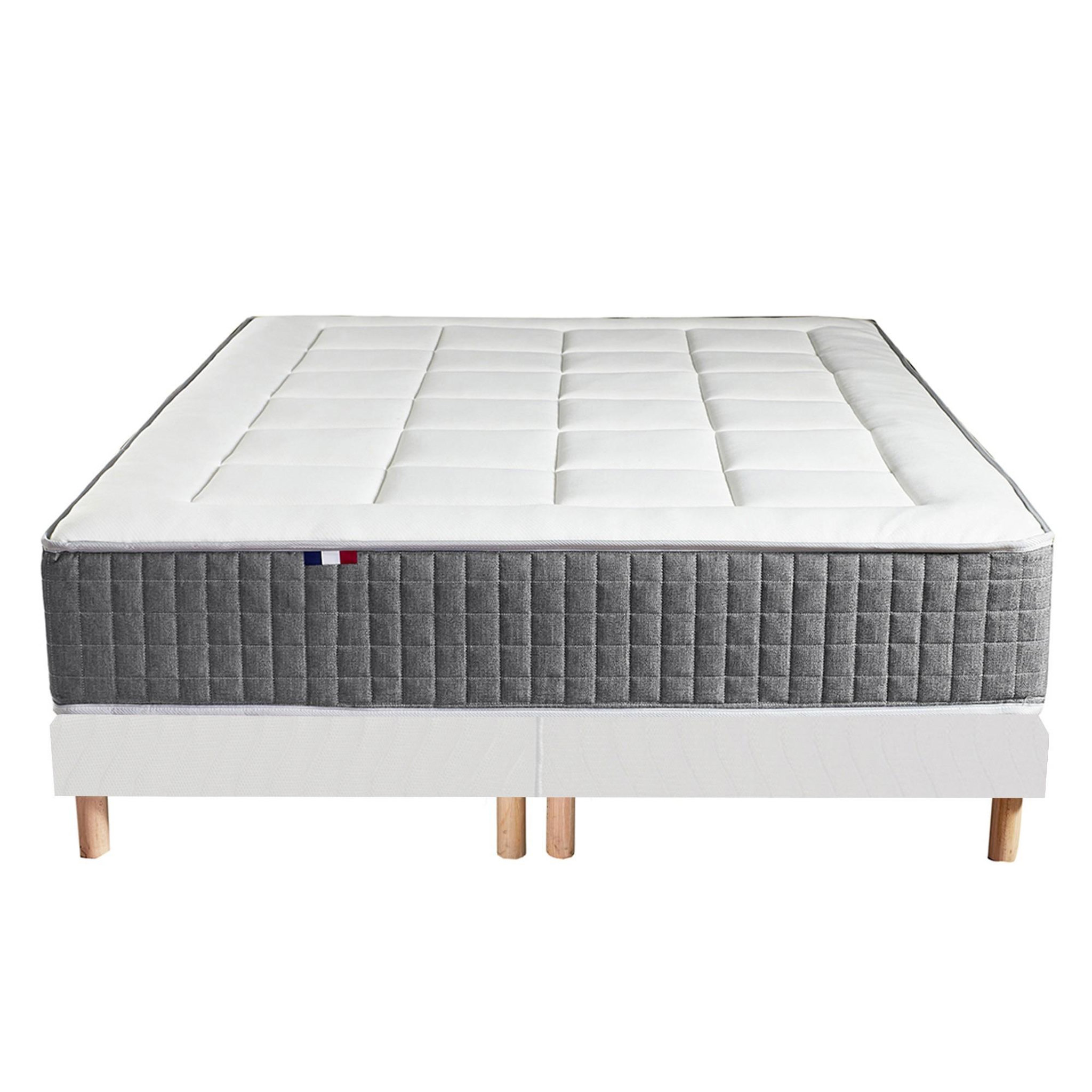 Voir la diapositive 5 : IDLITERIE Ensemble Matelas Ressort 7 zones H.28cm + Sommier Fabriqué en France MAX