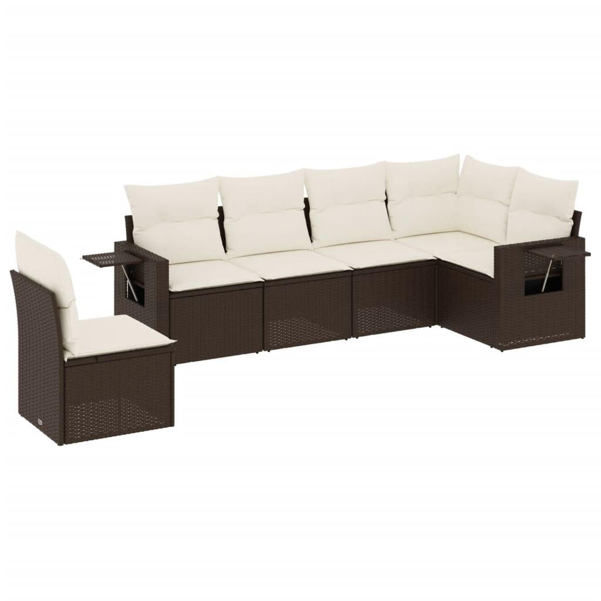 Voir la diapositive 2 : VIDAXL Salon de jardin avec coussins 6 pcs marron resine tressee