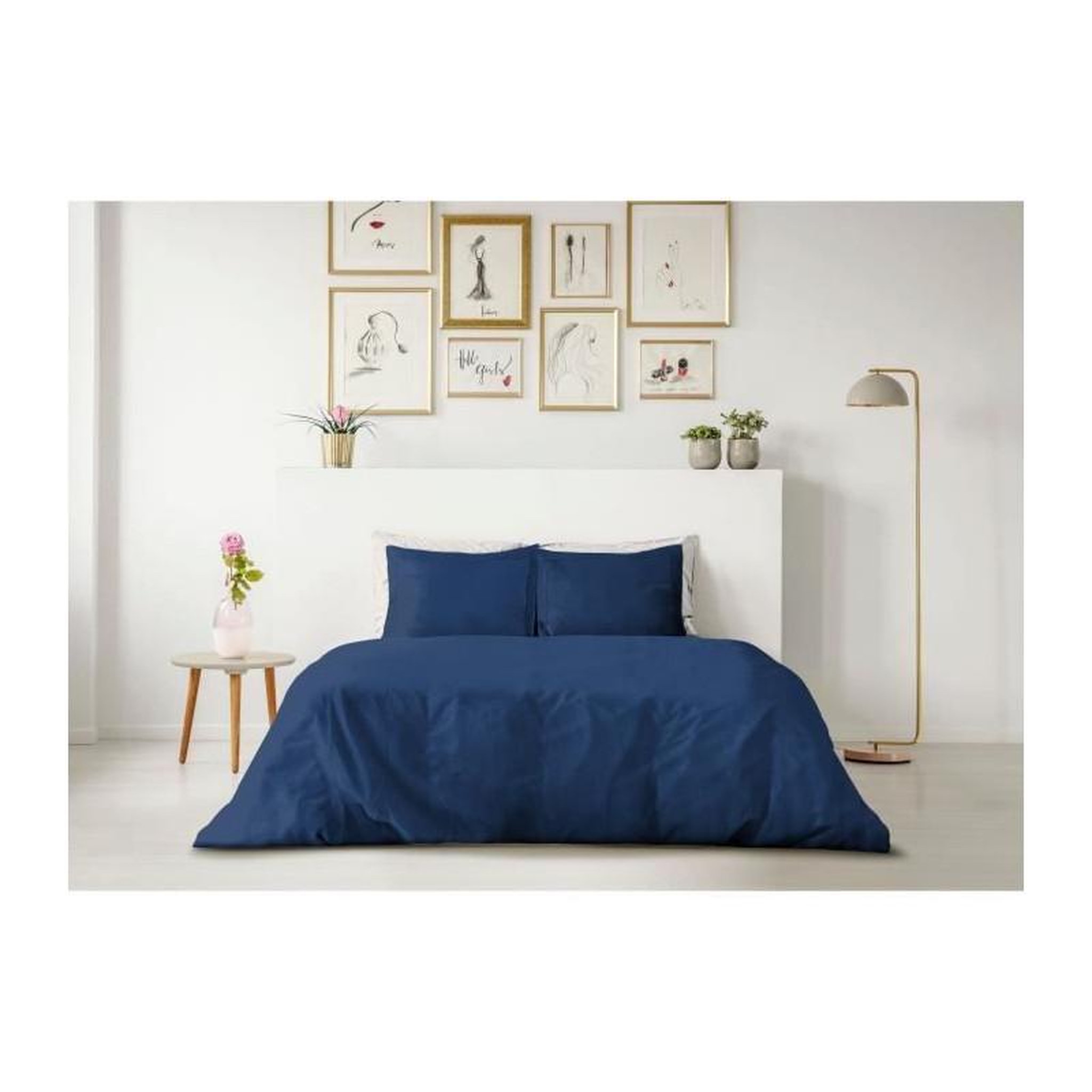 Voir la diapositive 2 : LOVELY HOME PARURE DE COUETTE LOVELY HOME - 220x240 cm - 100% COTON - BLEU