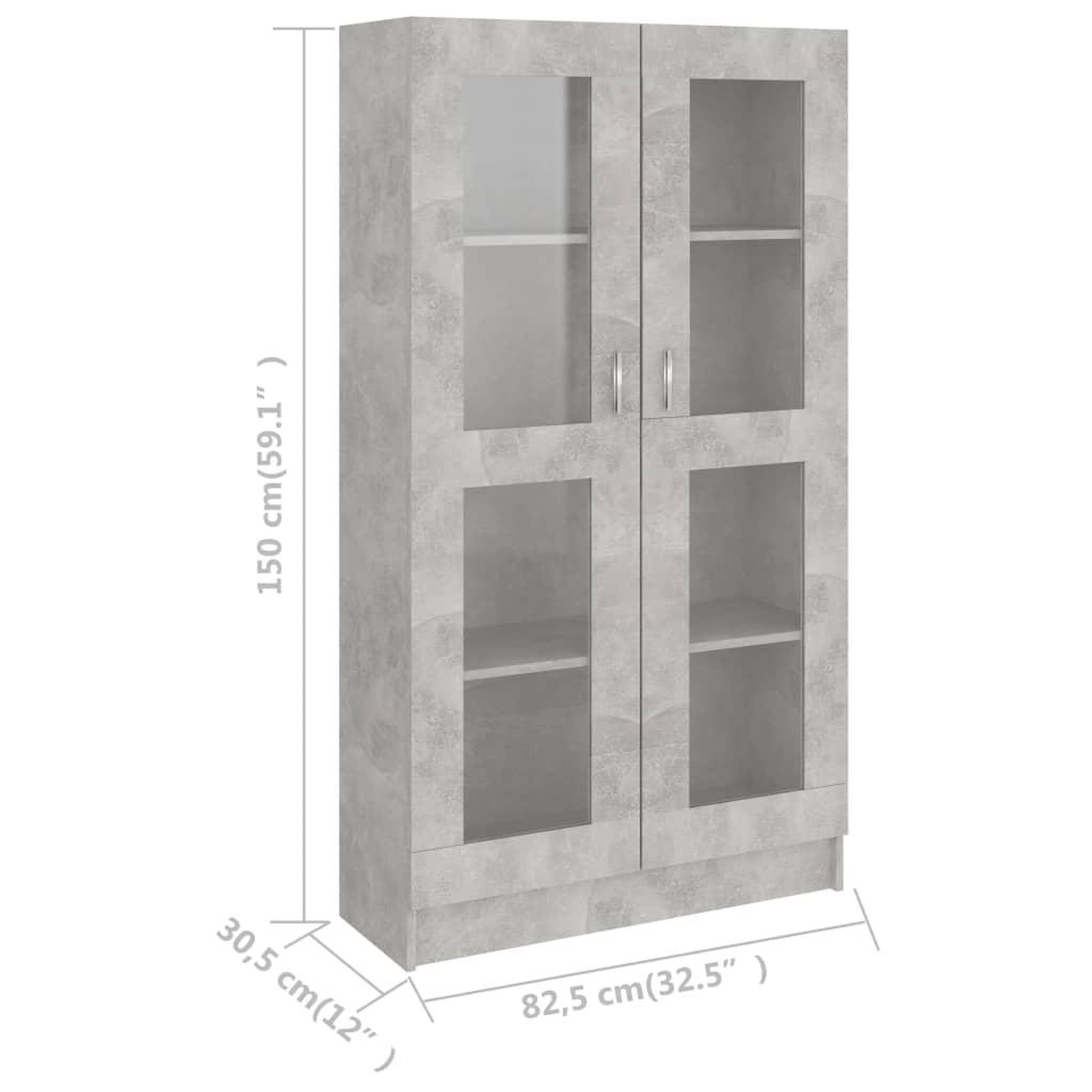 Voir la diapositive 6 : VIDAXL Armoire a vitrine Gris beton 82,5x30,5x150 cm Bois d'ingenierie
