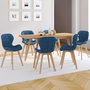 Voir la diapositive 2 : ID MARKET Lot de 6 chaises ROBINE en tissu bleu canard pour salle à manger