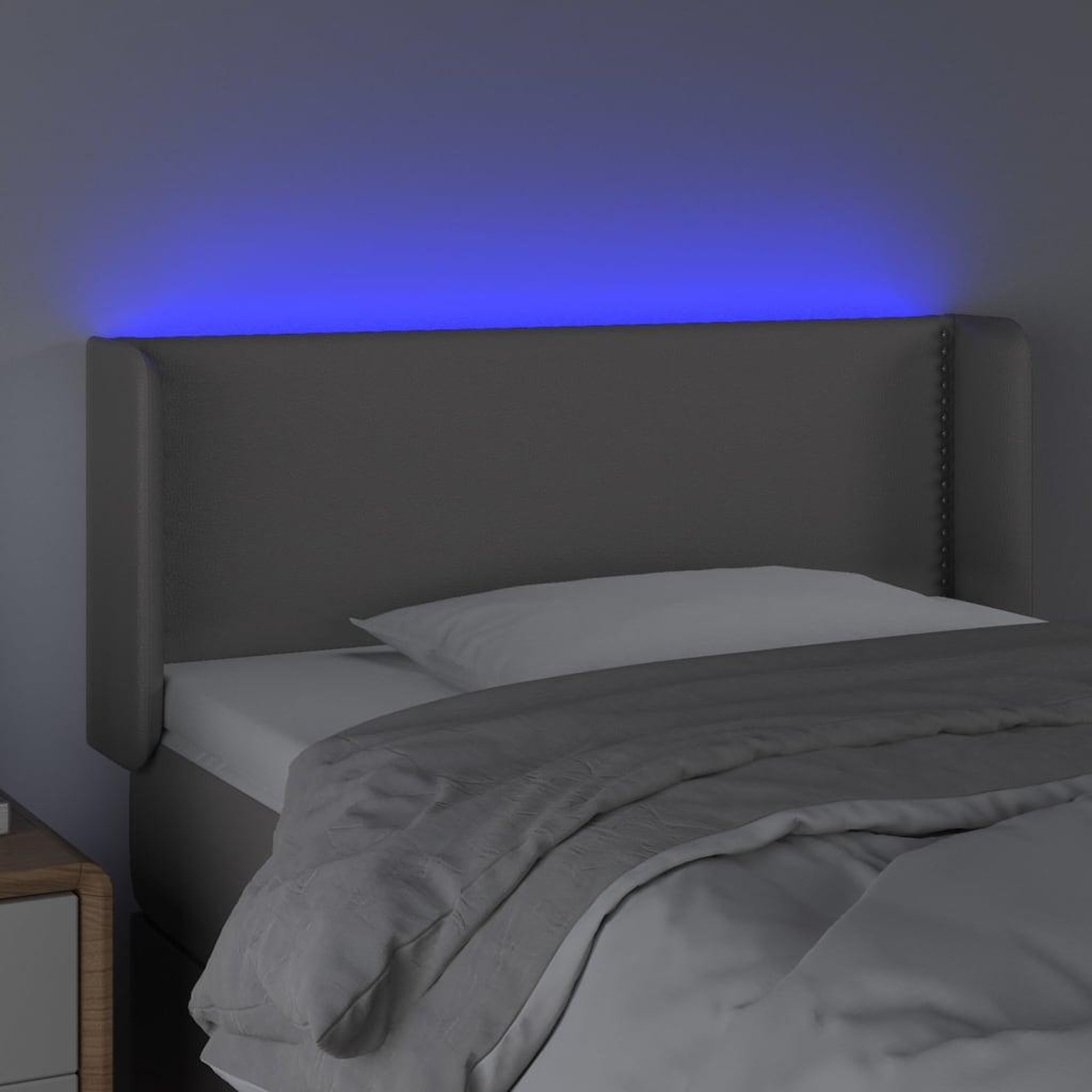 Voir la diapositive 4 : VIDAXL Tete de lit a LED Gris 93x16x78/88 cm Similicuir