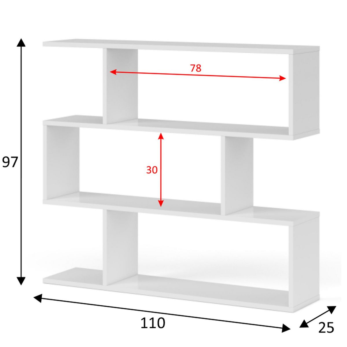 VS VENTA-STOCK Étagère Bibliothèque Bolonia Couleur Blanc 6 étagères, pour Salle à Manger ou Bureau