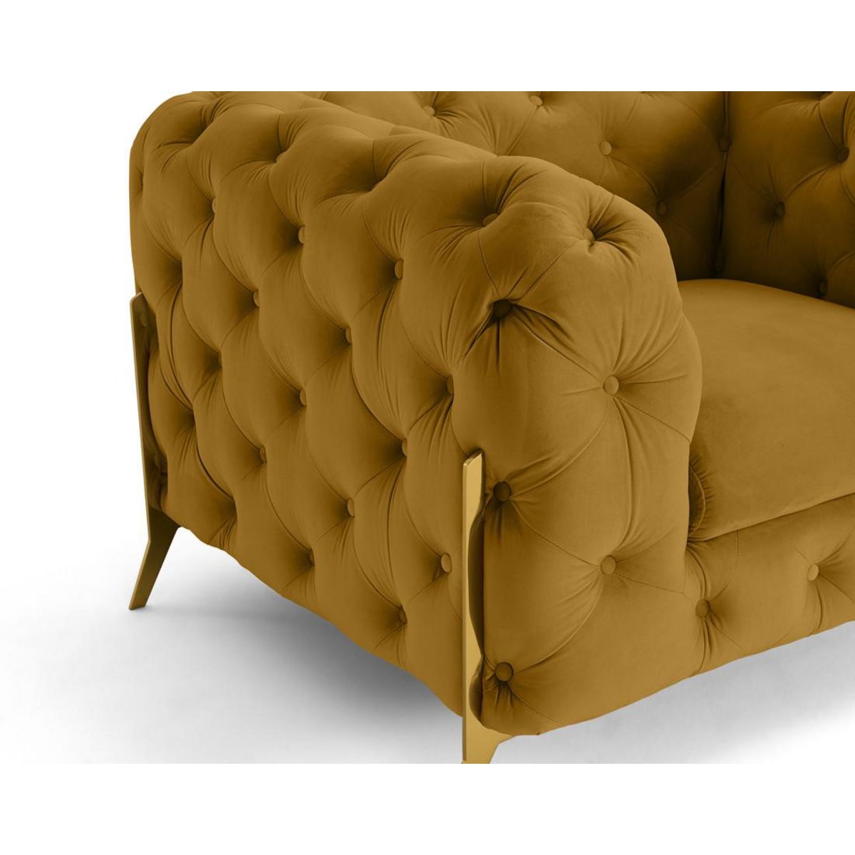 LISA DESIGN Camden - fauteuil chesterfield en velours - pieds en métal doré