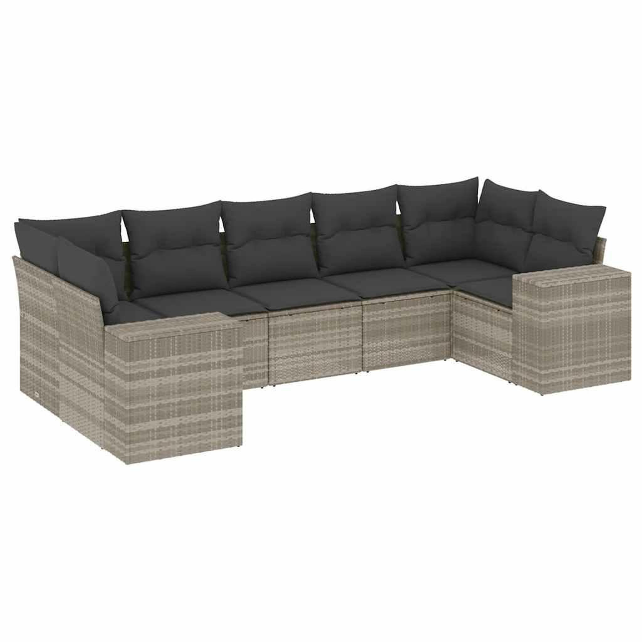 Voir la diapositive 2 : VIDAXL Salon de jardin avec coussins 7 pcs gris clair resine tressee