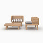 Voir la diapositive 3 : Rendez vous déco Salon de jardin 2 places en teck et tissu rayé gris, 2 fauteuils-Kilda