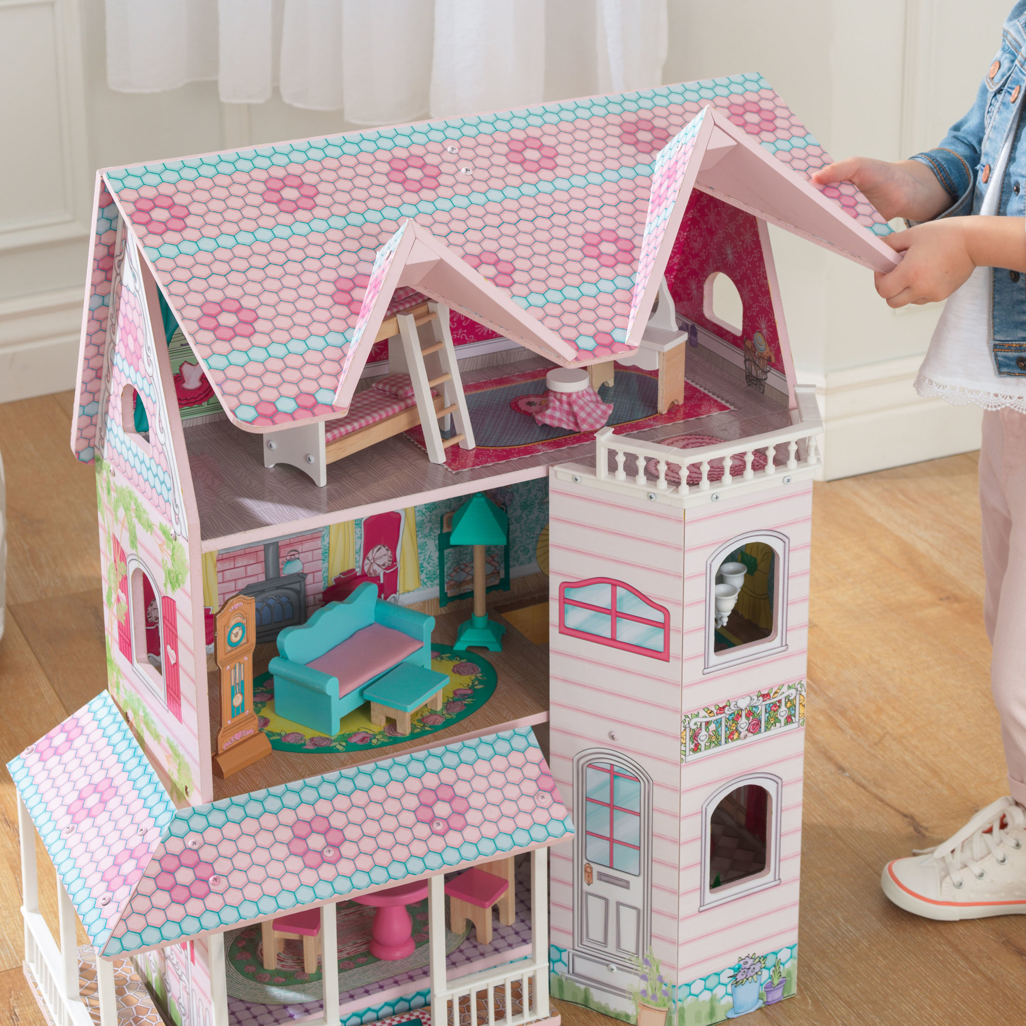 Voir la diapositive 8 : Kidkraft Maison de poupée en bois Abbey Manor