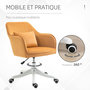 Voir la diapositive 6 : HOMCOM Chaise de bureau velours fauteuil bureau massant coussin lombaire intégré hauteur réglable pivotante 360° jaune