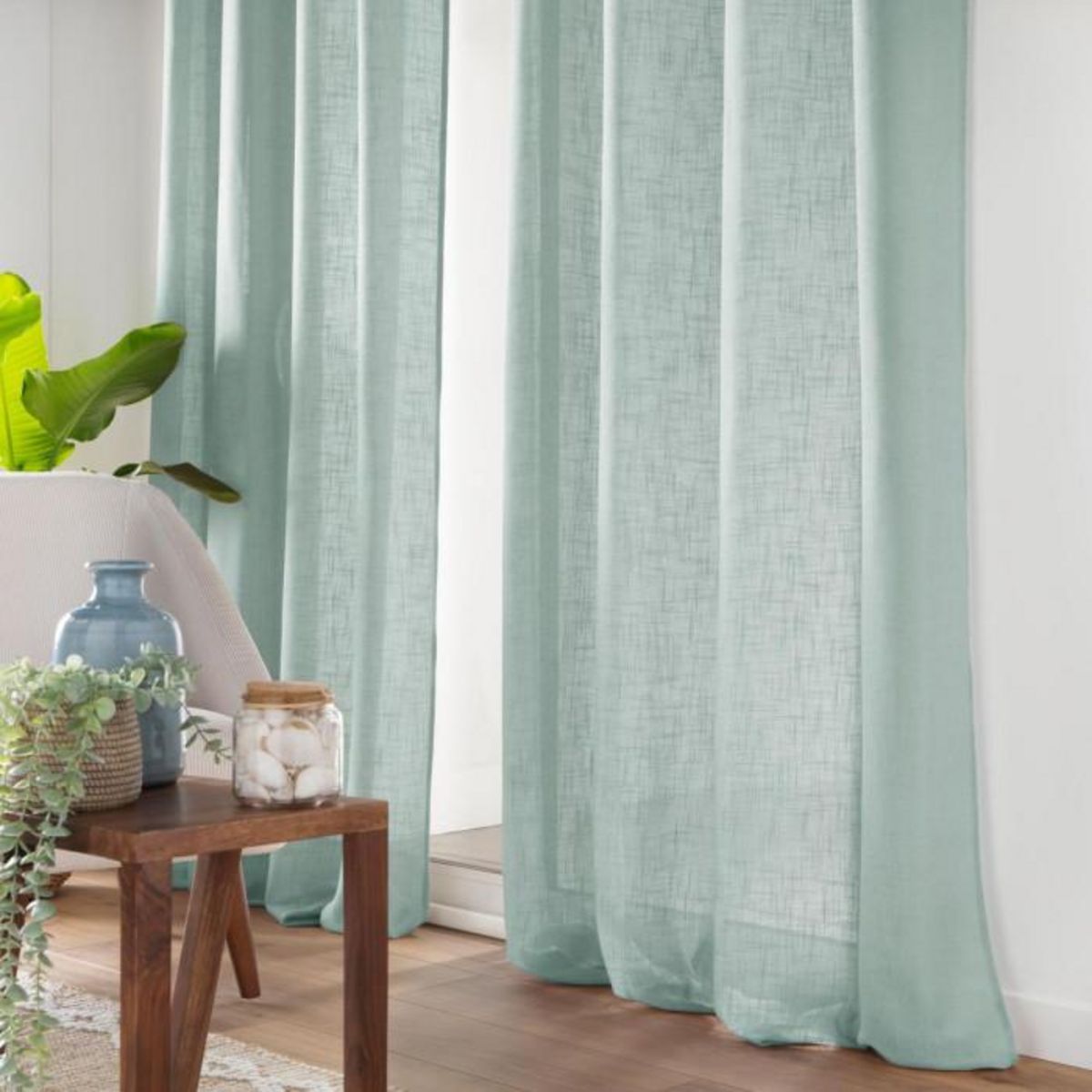 Paris Prix Rideau Voilage à Œillets  Cloris  140x240cm Bleu