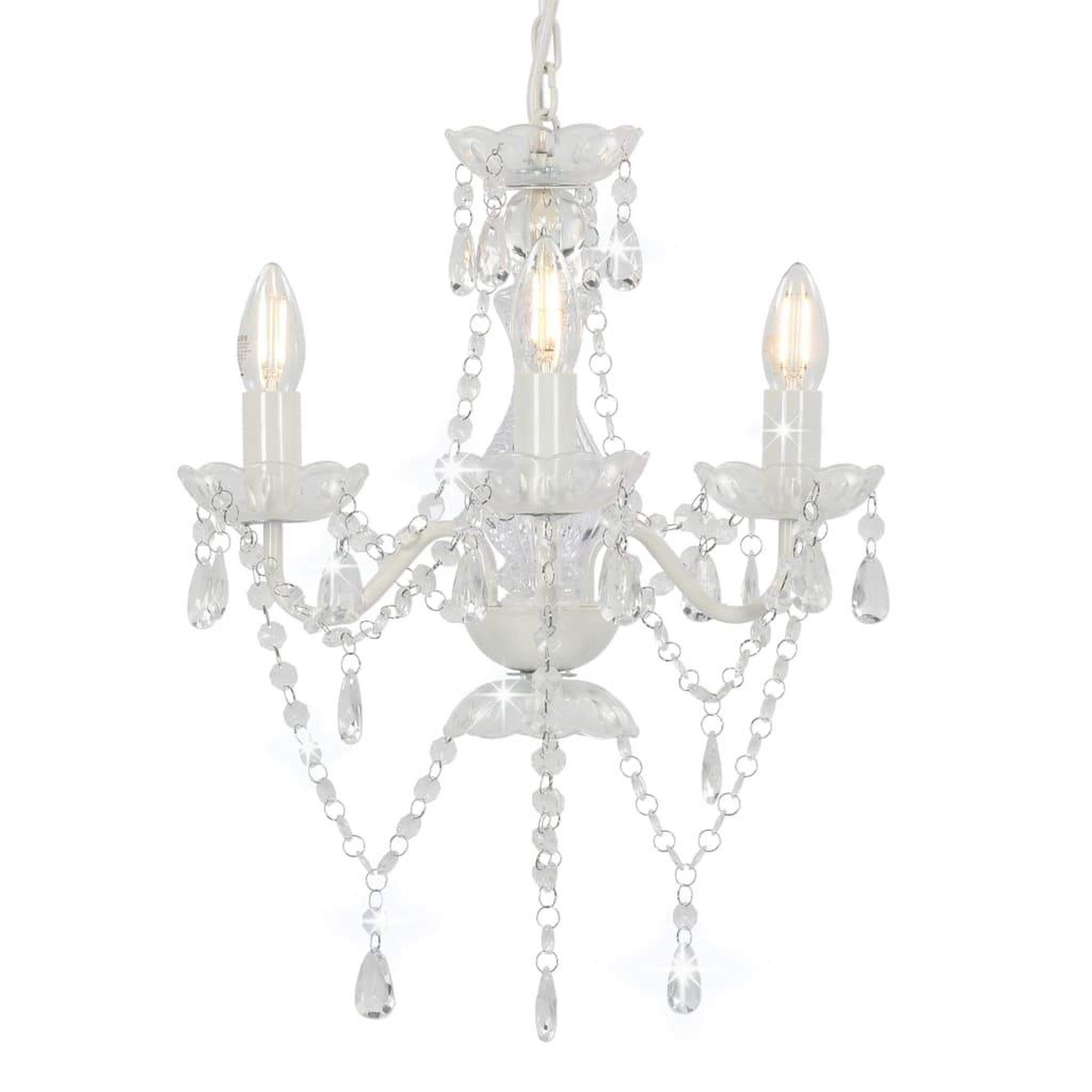 Voir la diapositive 1 : VIDAXL Lustre avec perles Blanc Rond 3 x E14