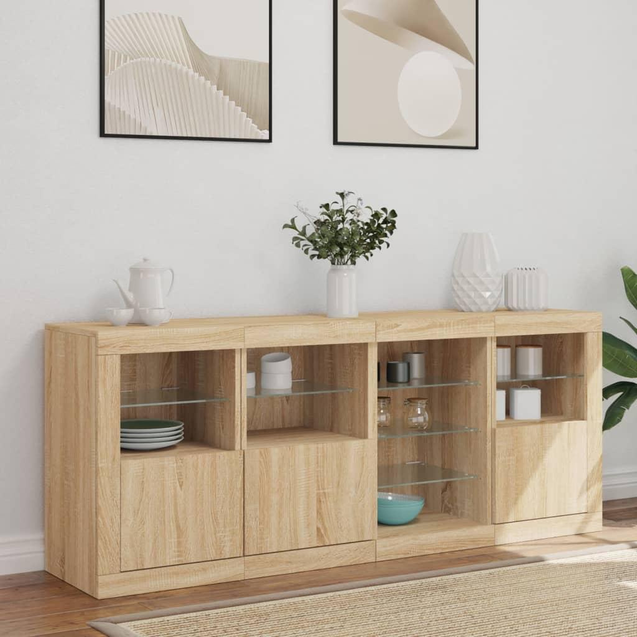 Voir la diapositive 3 : VIDAXL Buffet avec lumieres LED chene sonoma 164x37x67 cm