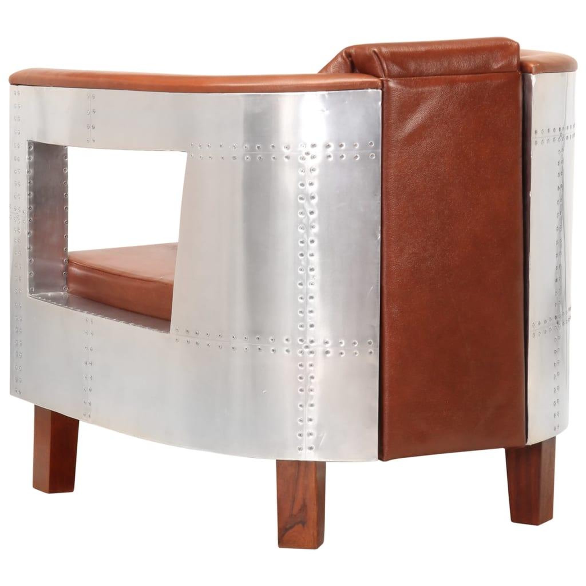 Voir la diapositive 4 : VIDAXL Fauteuil en style d'aviation marron cuir veritable