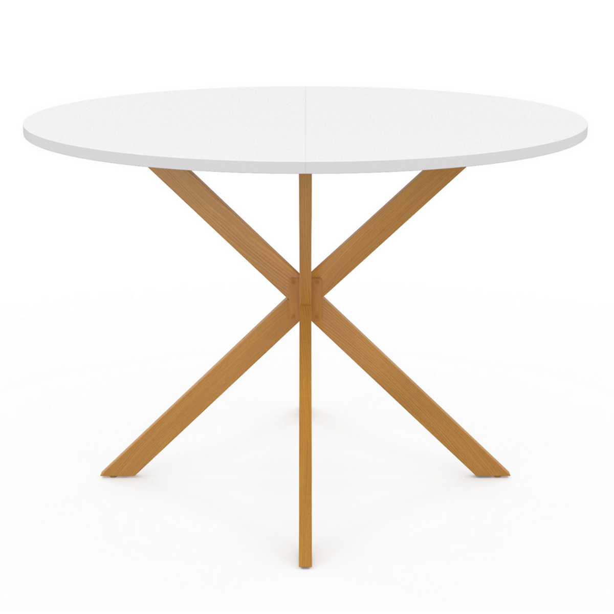 ID MARKET Table à manger ronde GISELE 6 personnes pied araignée bois plateau blanc 110 cm