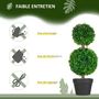 Voir la diapositive 6 : HOMCOM Lot de 2 arbres buis artificiel double boules avec tronc et pot inclus - H.60 cm PE vert
