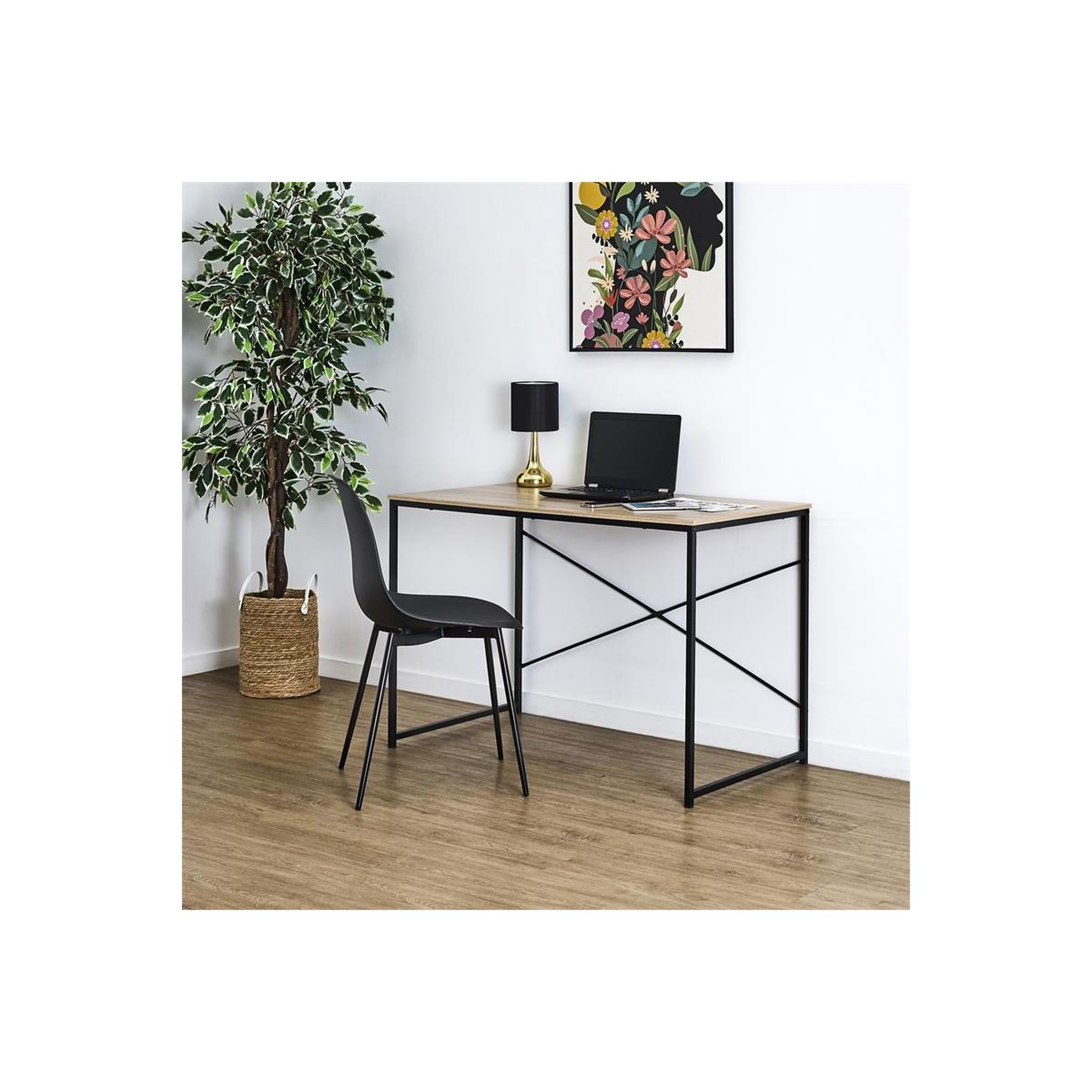 Voir la diapositive 6 : The Home Deco Factory Bureau design  loka  110cm marron & noir