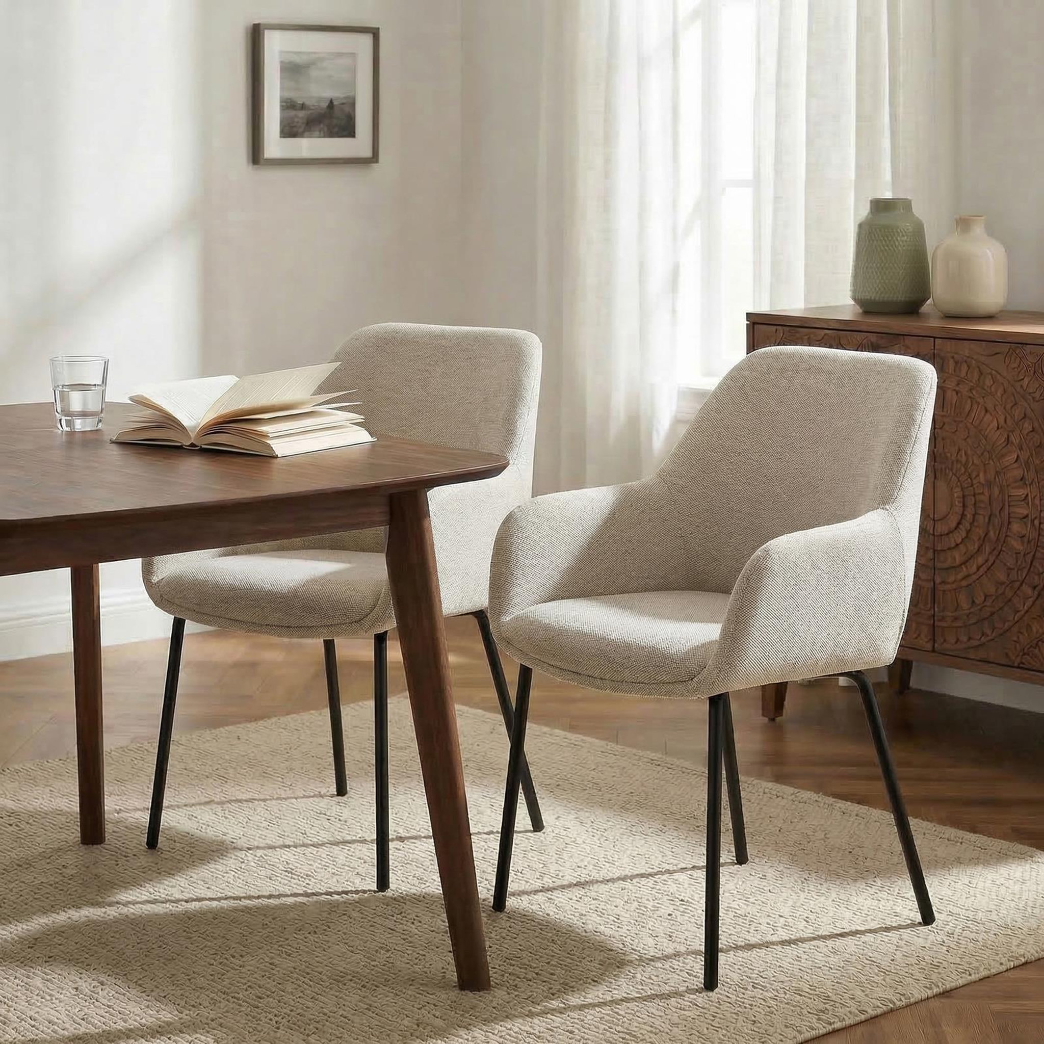 Voir la diapositive 2 : IDIMEX Lot de 2 chaises tursi de salle à manger en tissu